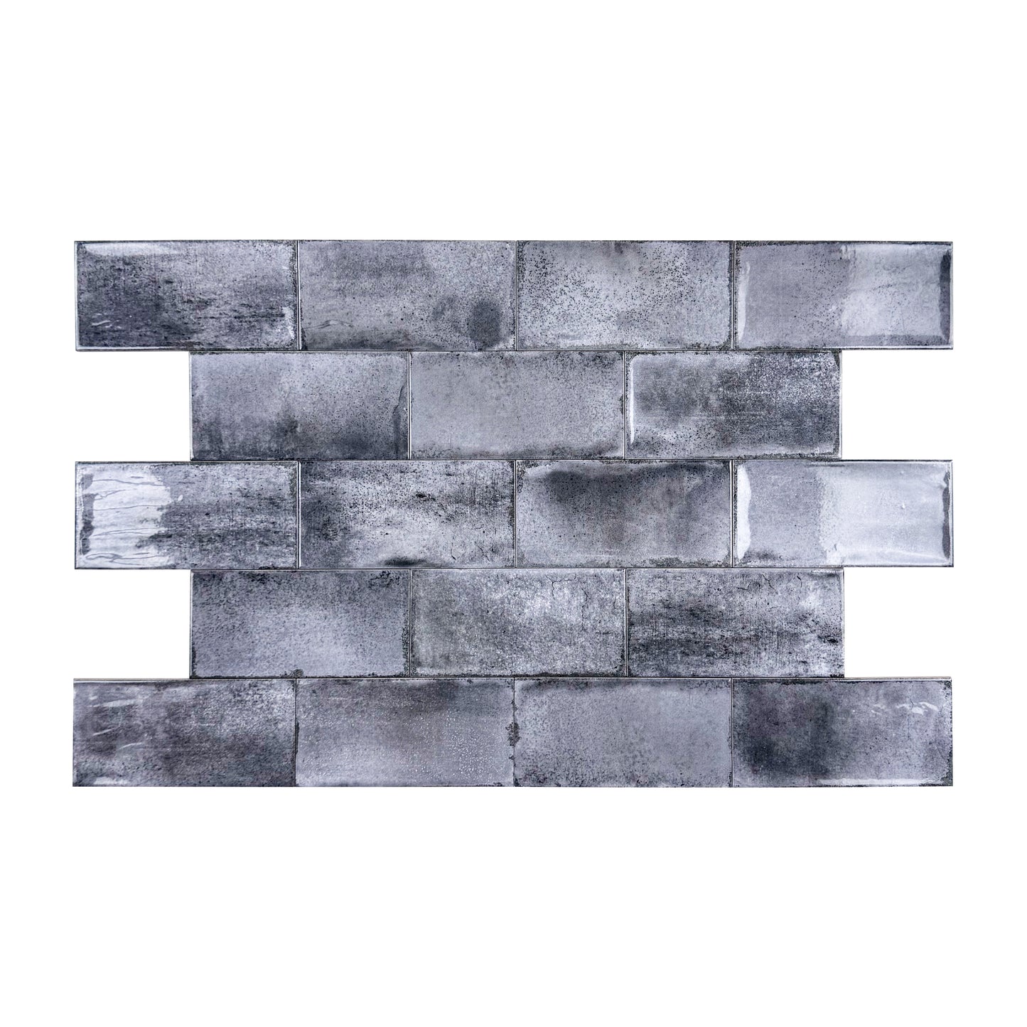 Charcoal Grey Glossy Ceramic Artisanal Tile