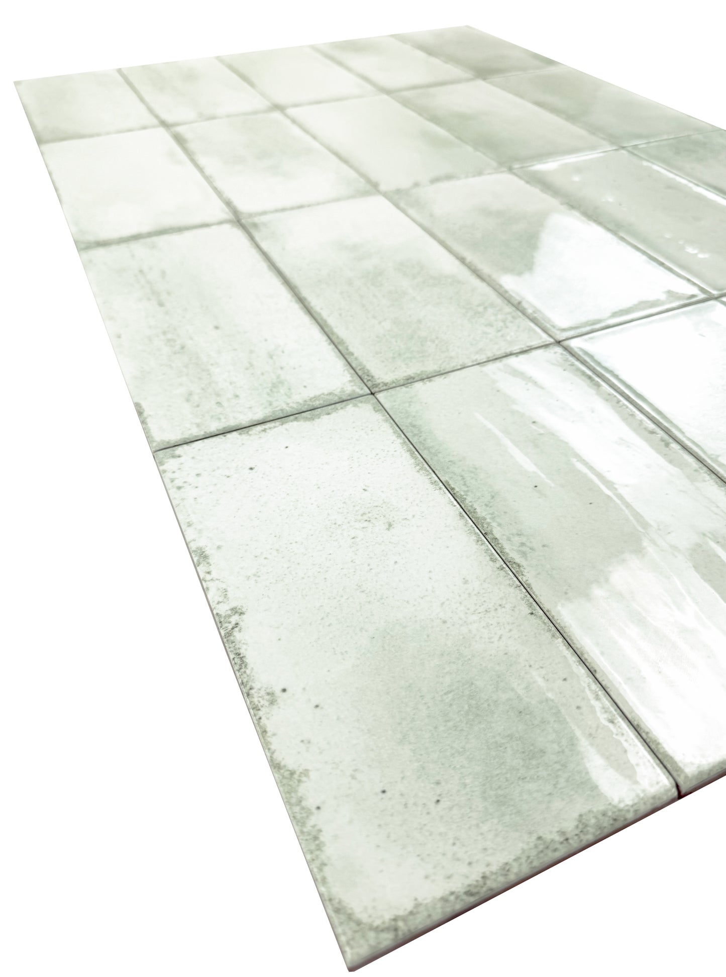 Sage Green Glossy Ceramic Artisanal Tile