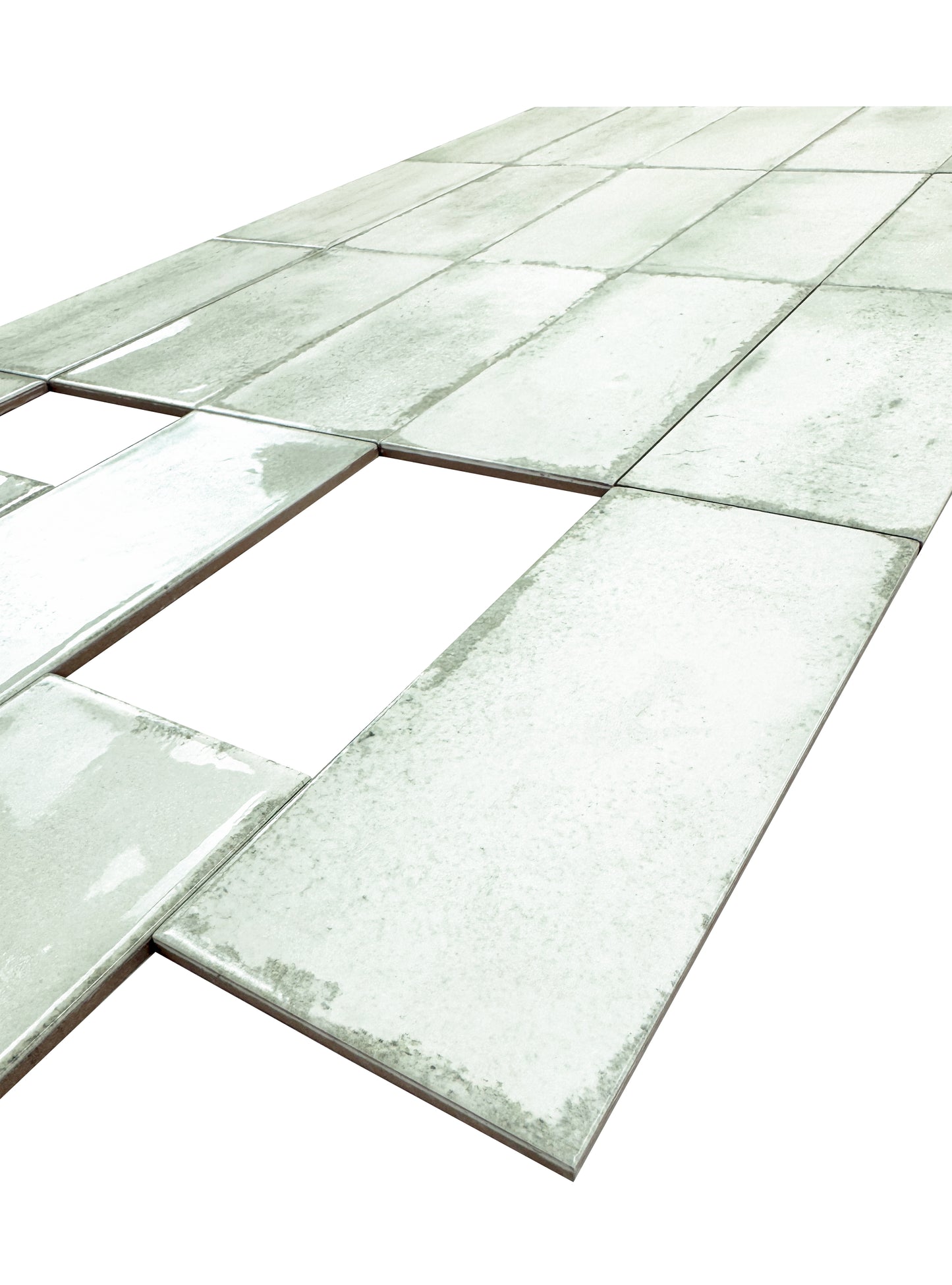 Sage Green Glossy Ceramic Artisanal Tile