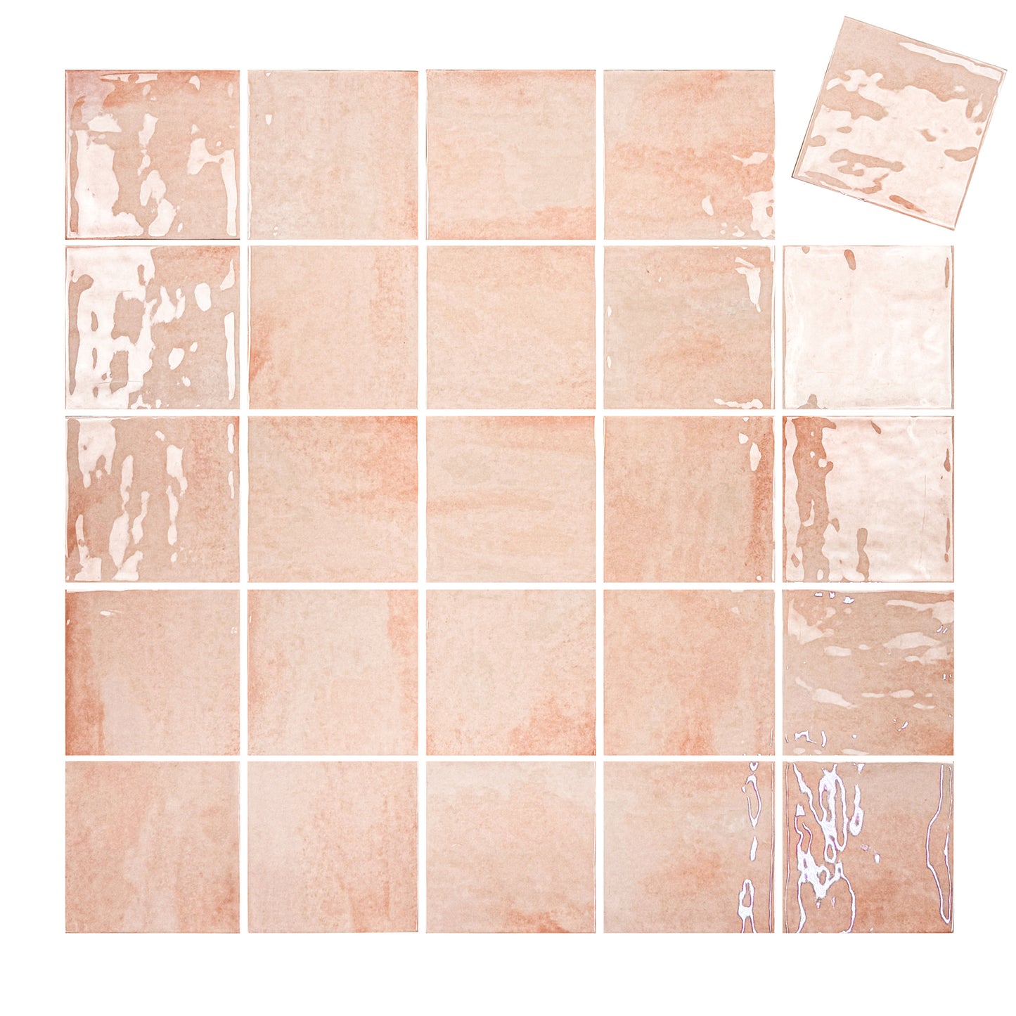Milan Chromatic Series Cantaloupe Orange Squre Glossy Porcelain Artisanal Tile