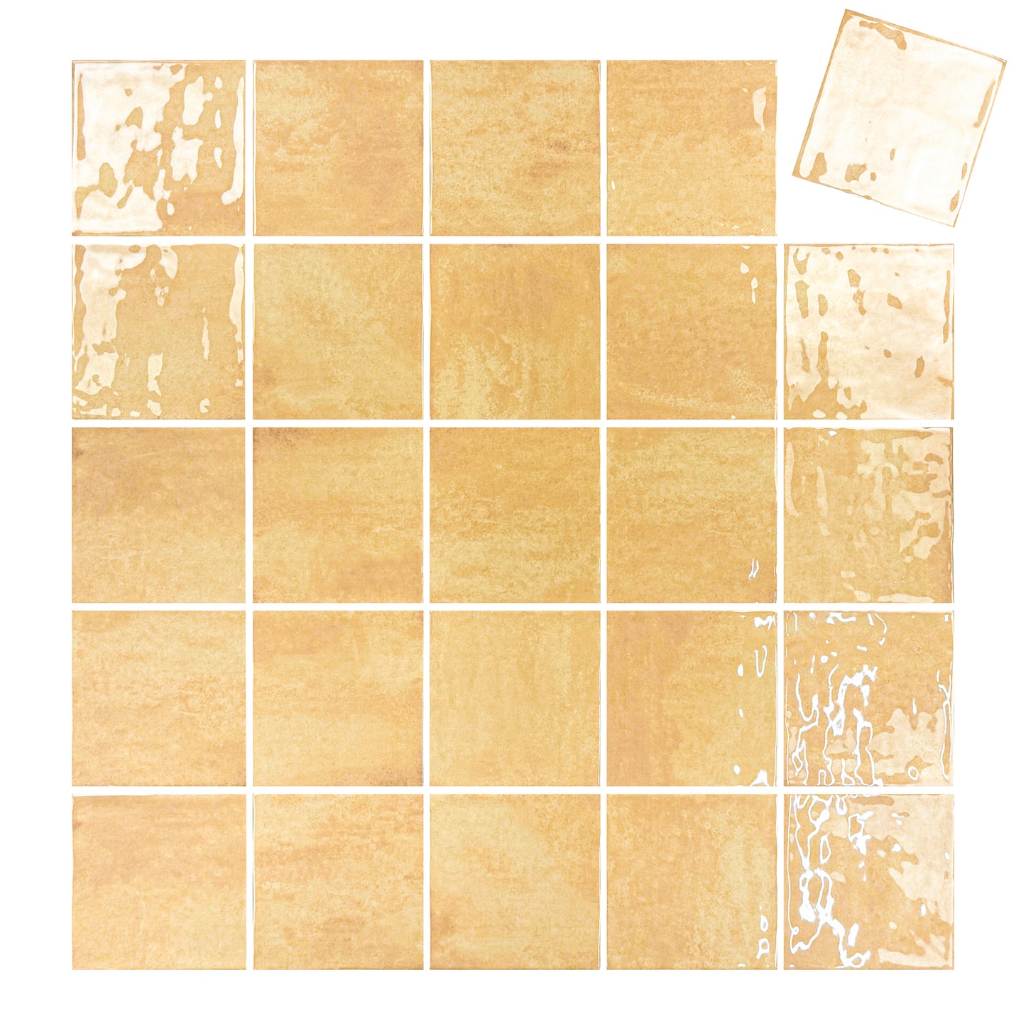 Milan Chromatic Series Butter Yellow Squre Glossy Porcelain Artisanal Tile
