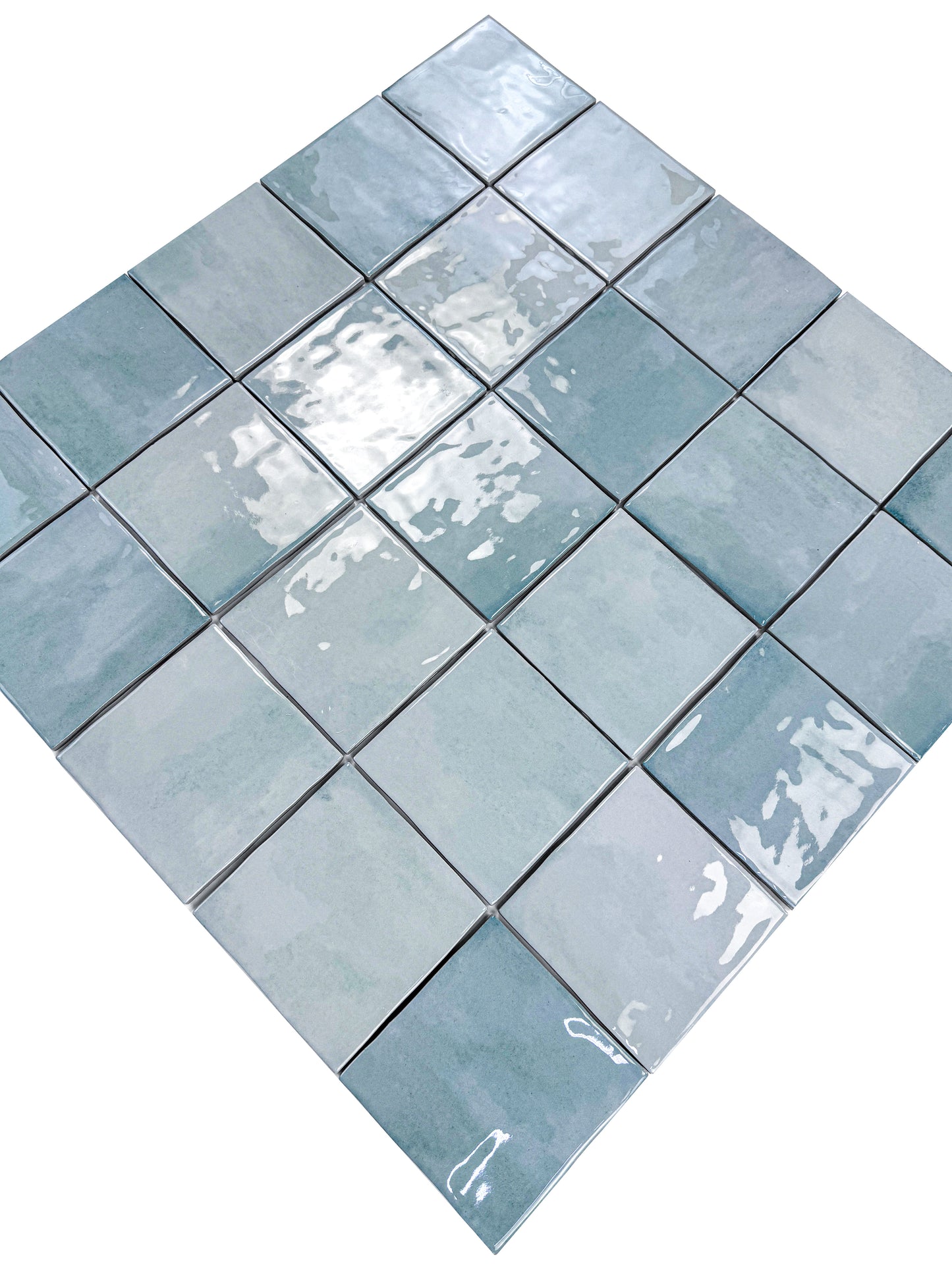 Milan Chromatic Series Stone Blue Squre Glossy Porcelain Artisanal Tile