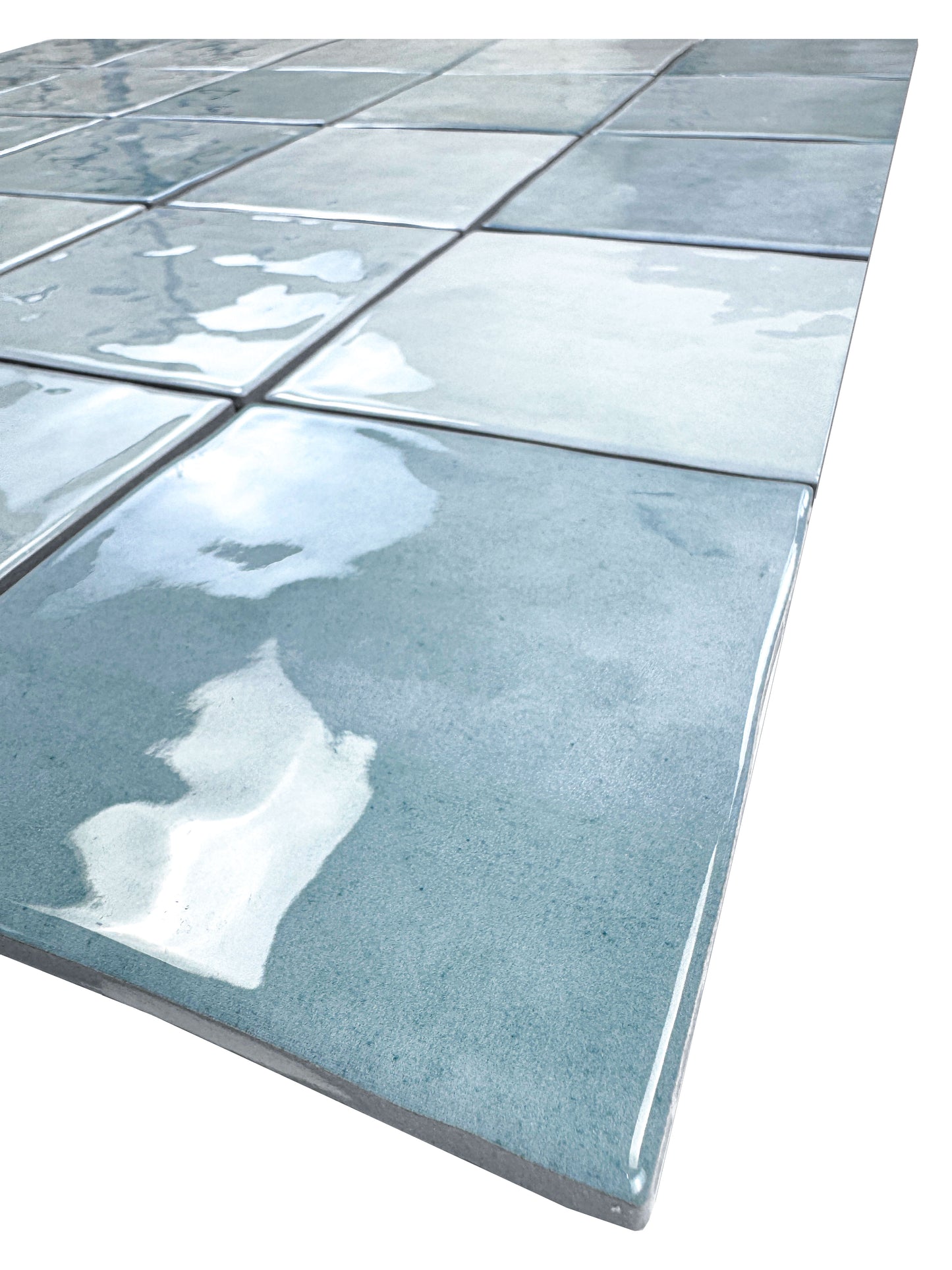 Milan Chromatic Series Stone Blue Squre Glossy Porcelain Artisanal Tile