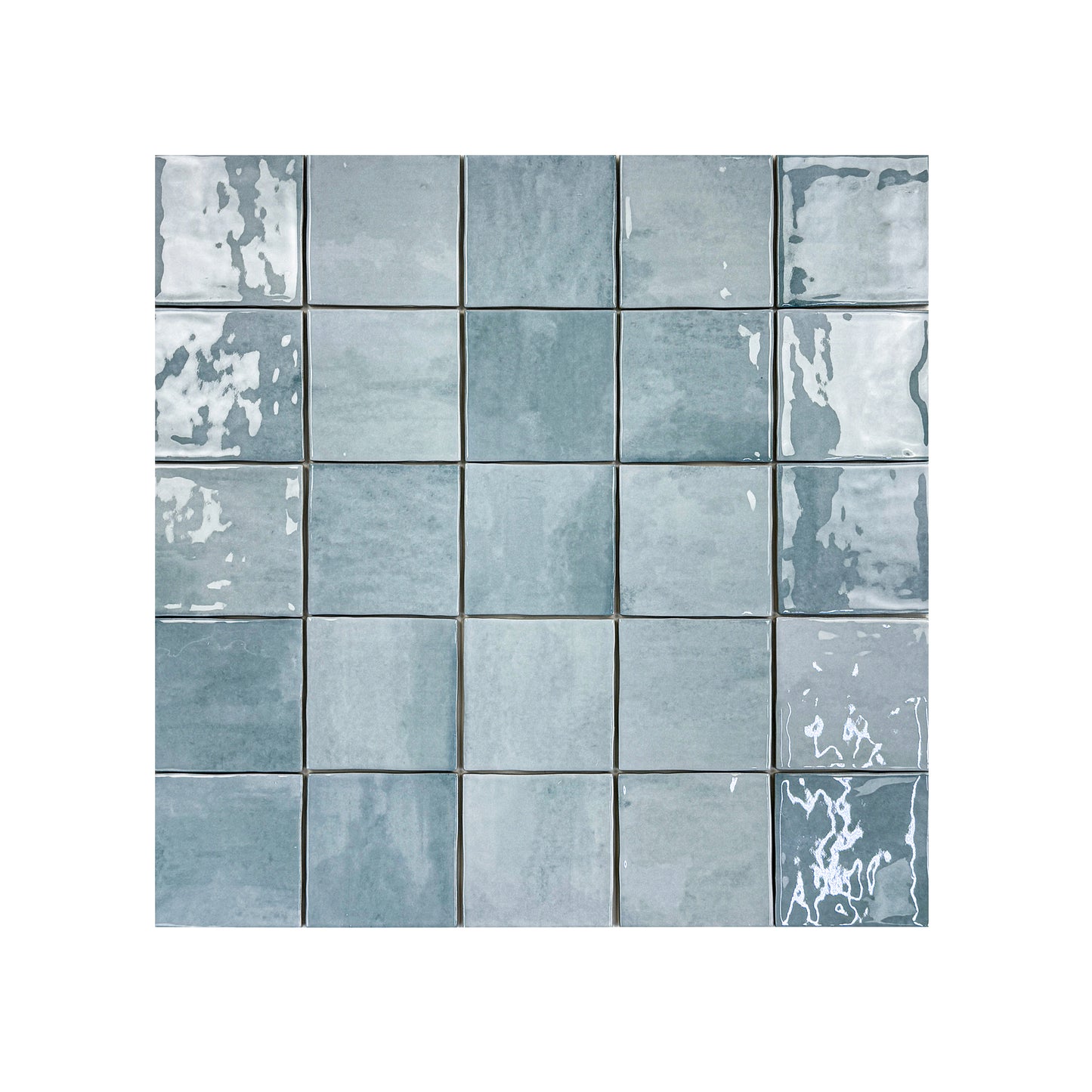 Milan Chromatic Series Stone Blue Squre Glossy Porcelain Artisanal Tile