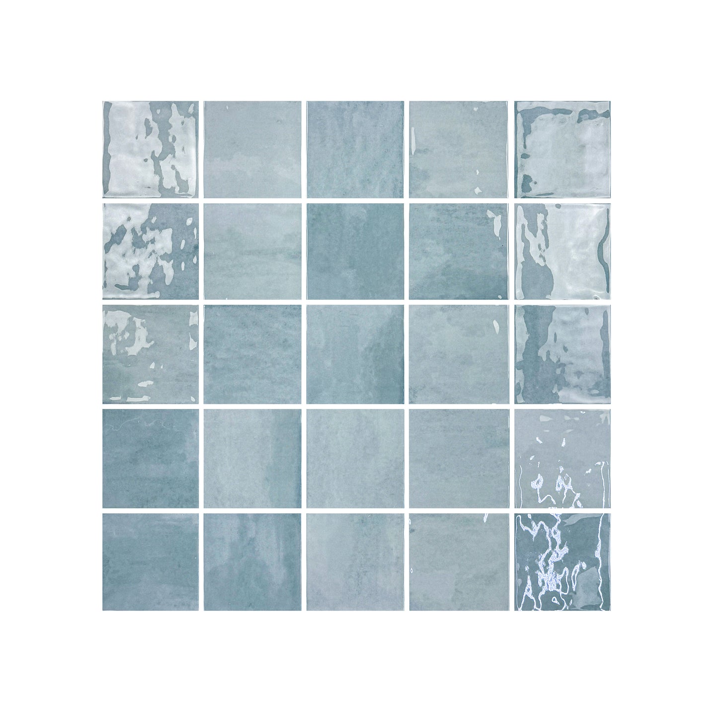 Milan Chromatic Series Stone Blue Squre Glossy Porcelain Artisanal Tile
