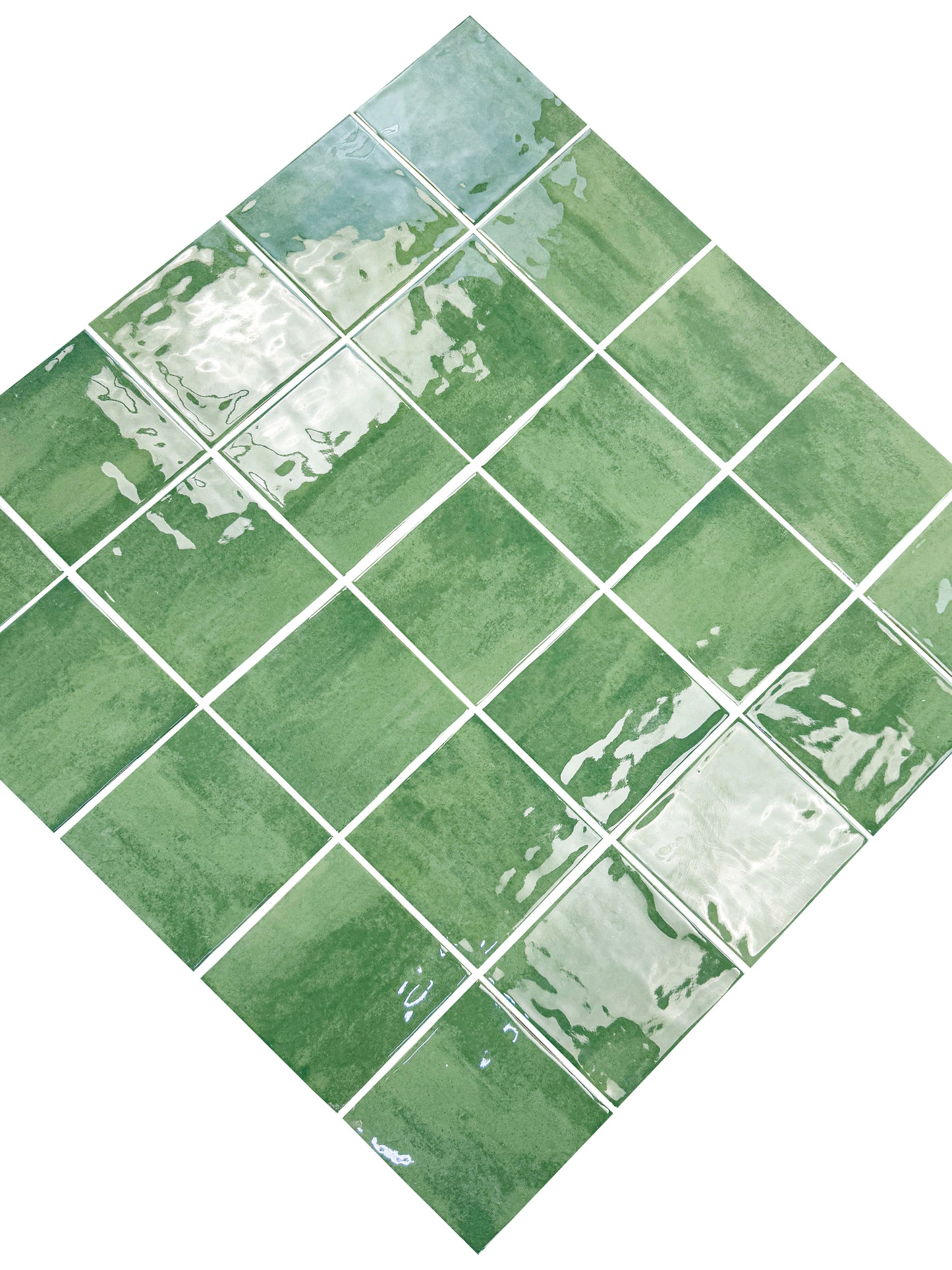 Milan Chromatic Series Moss Green Squre Glossy Porcelain Artisanal Tile