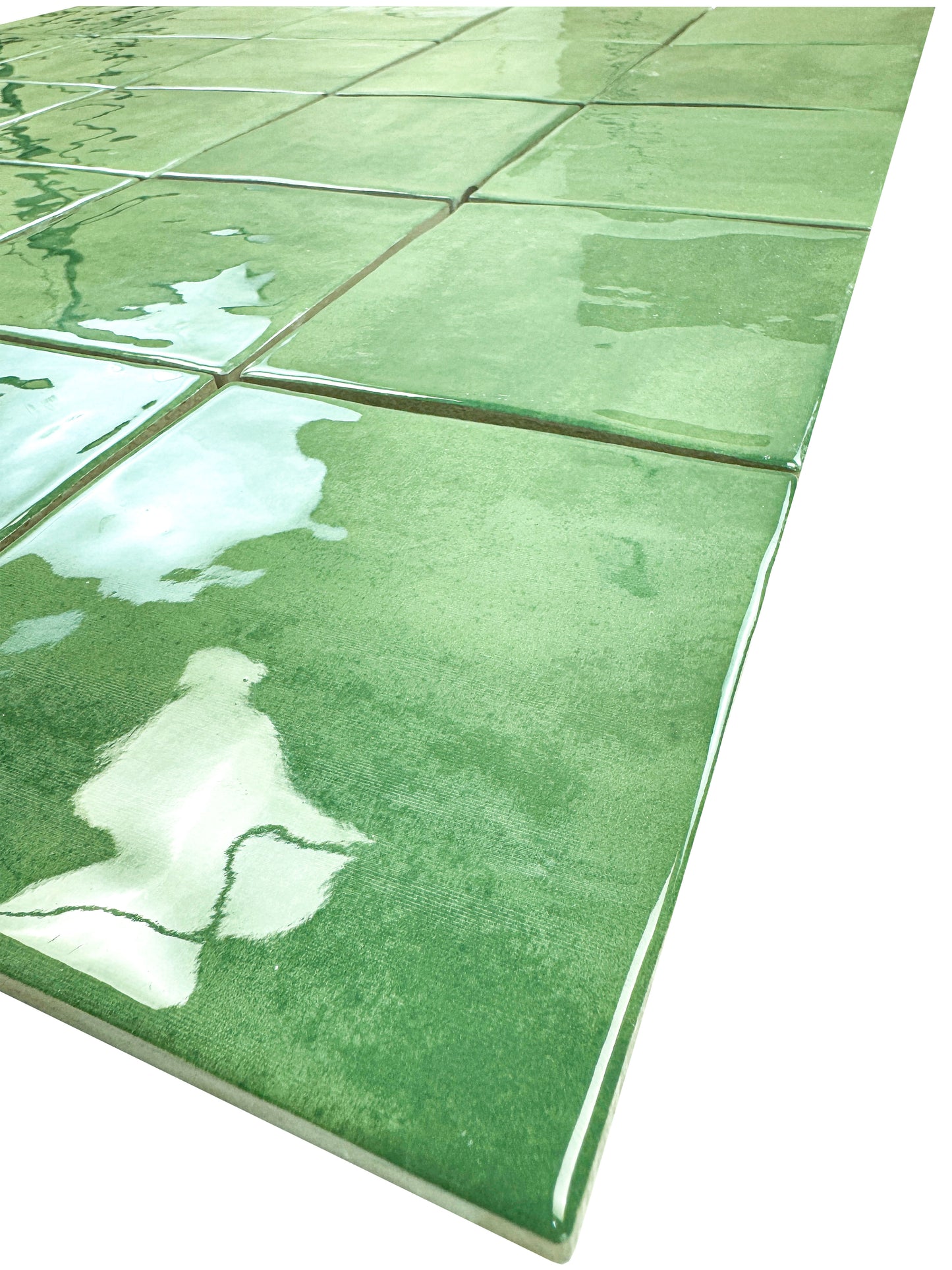 Milan Chromatic Series Moss Green Squre Glossy Porcelain Artisanal Tile