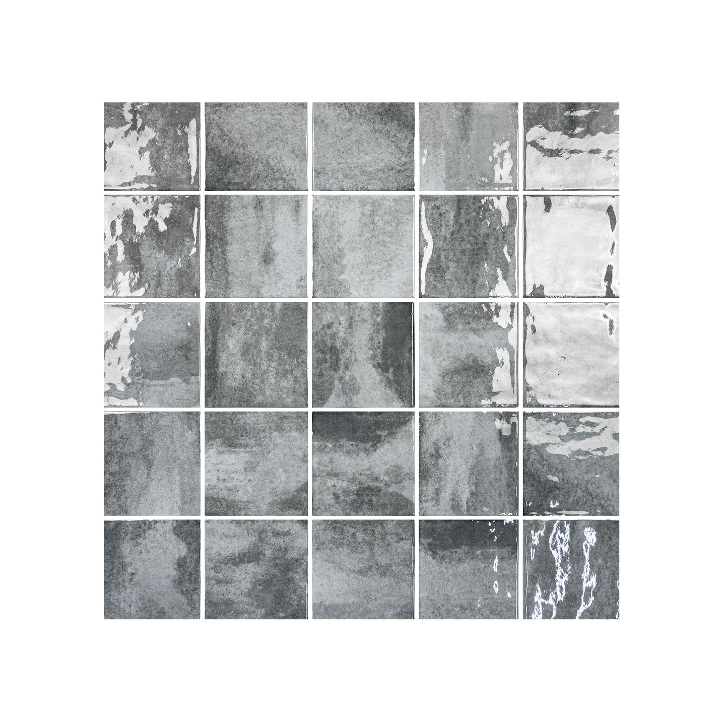Milan Chromatic Series Cloud Grey Squre Glossy Porcelain Artisanal Tile