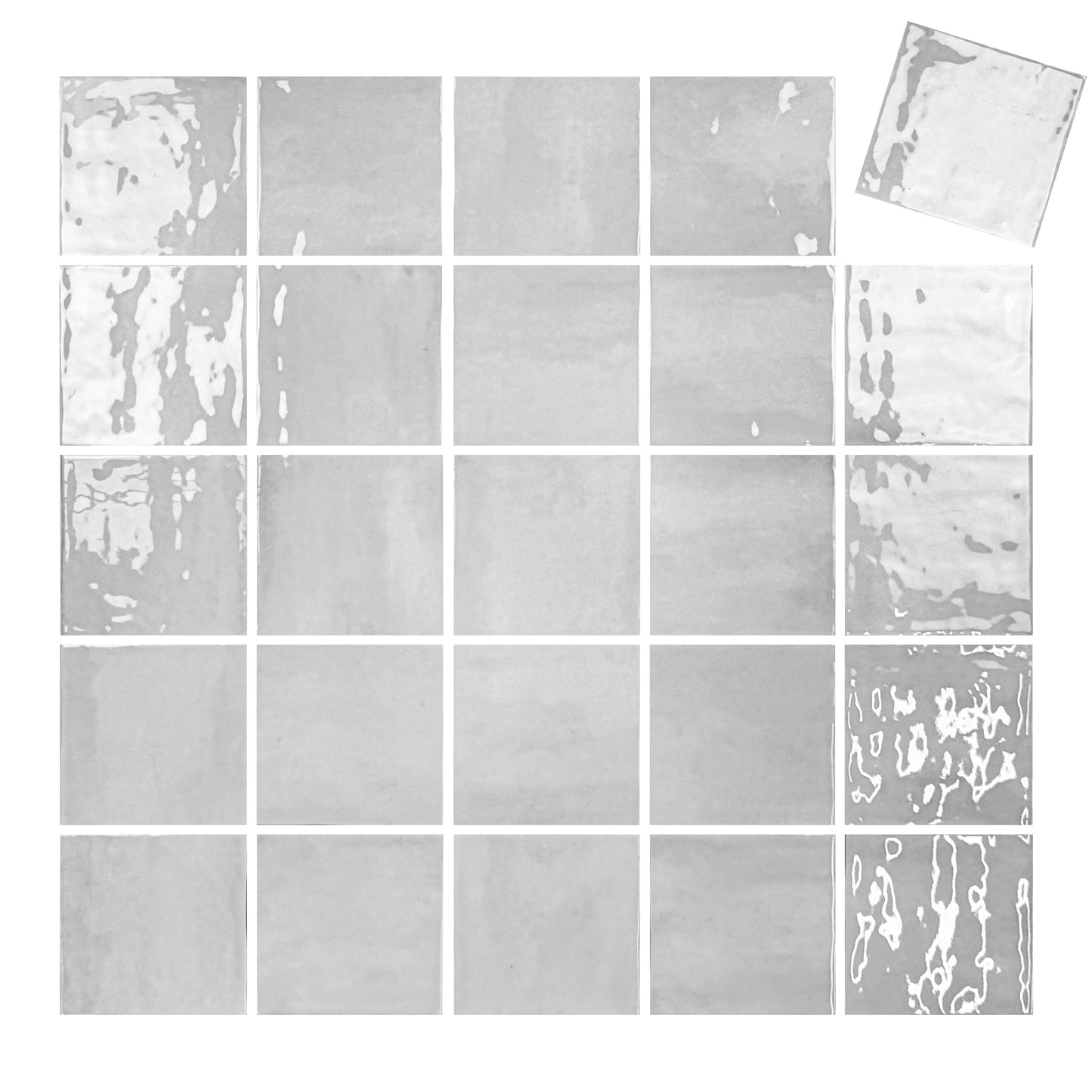 Milan Chromatic Series Rhino Grey Squre Glossy Porcelain Artisanal Tile