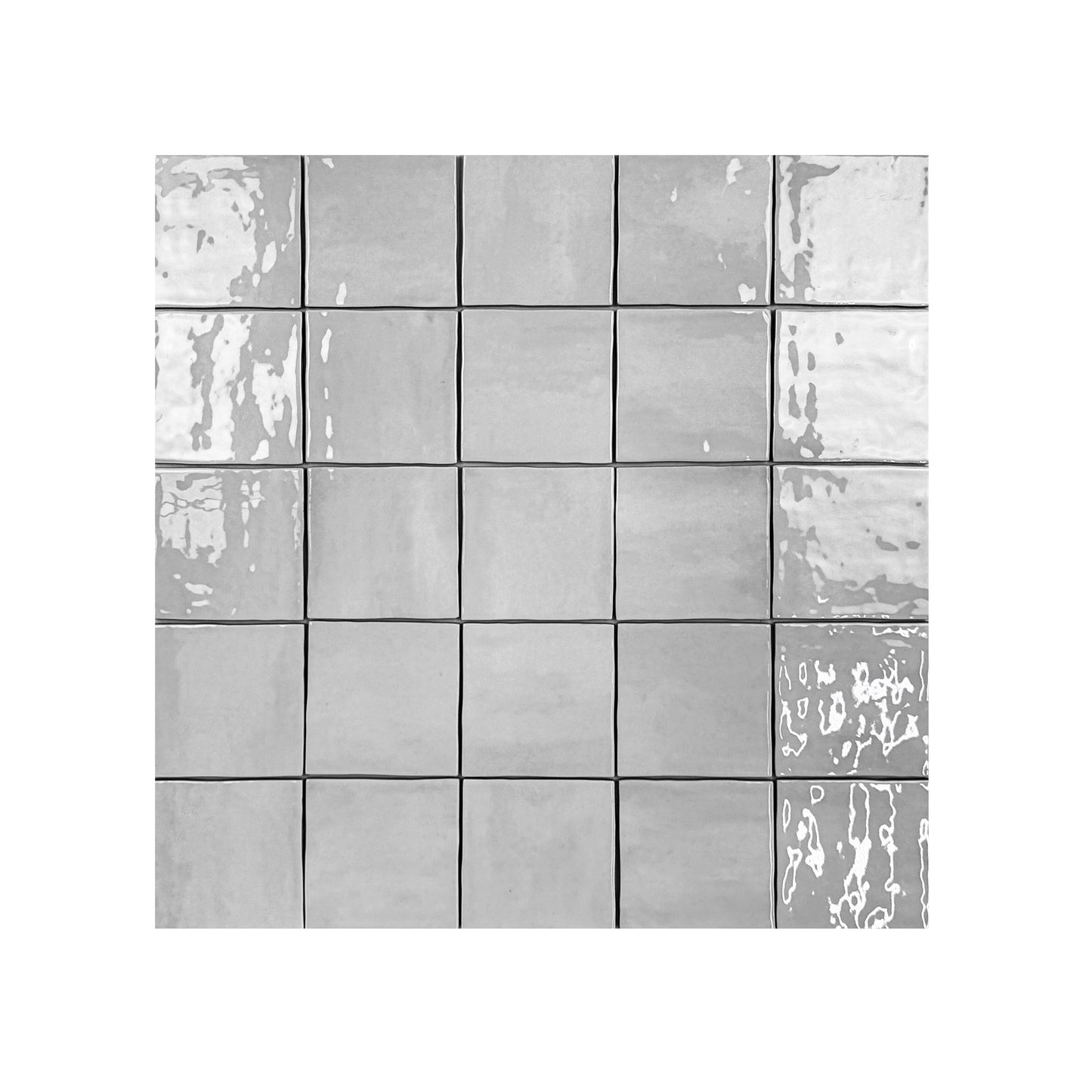 Milan Chromatic Series Rhino Grey Squre Glossy Porcelain Artisanal Tile