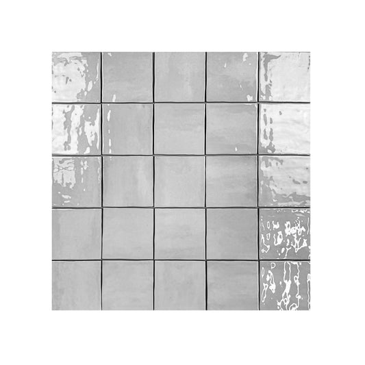 Milan Chromatic Series Rhino Grey Squre Glossy Porcelain Artisanal Tile