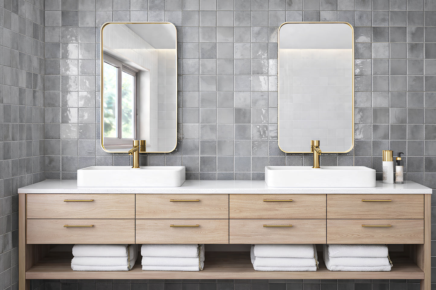 Milan Chromatic Series Rhino Grey Squre Glossy Porcelain Artisanal Tile