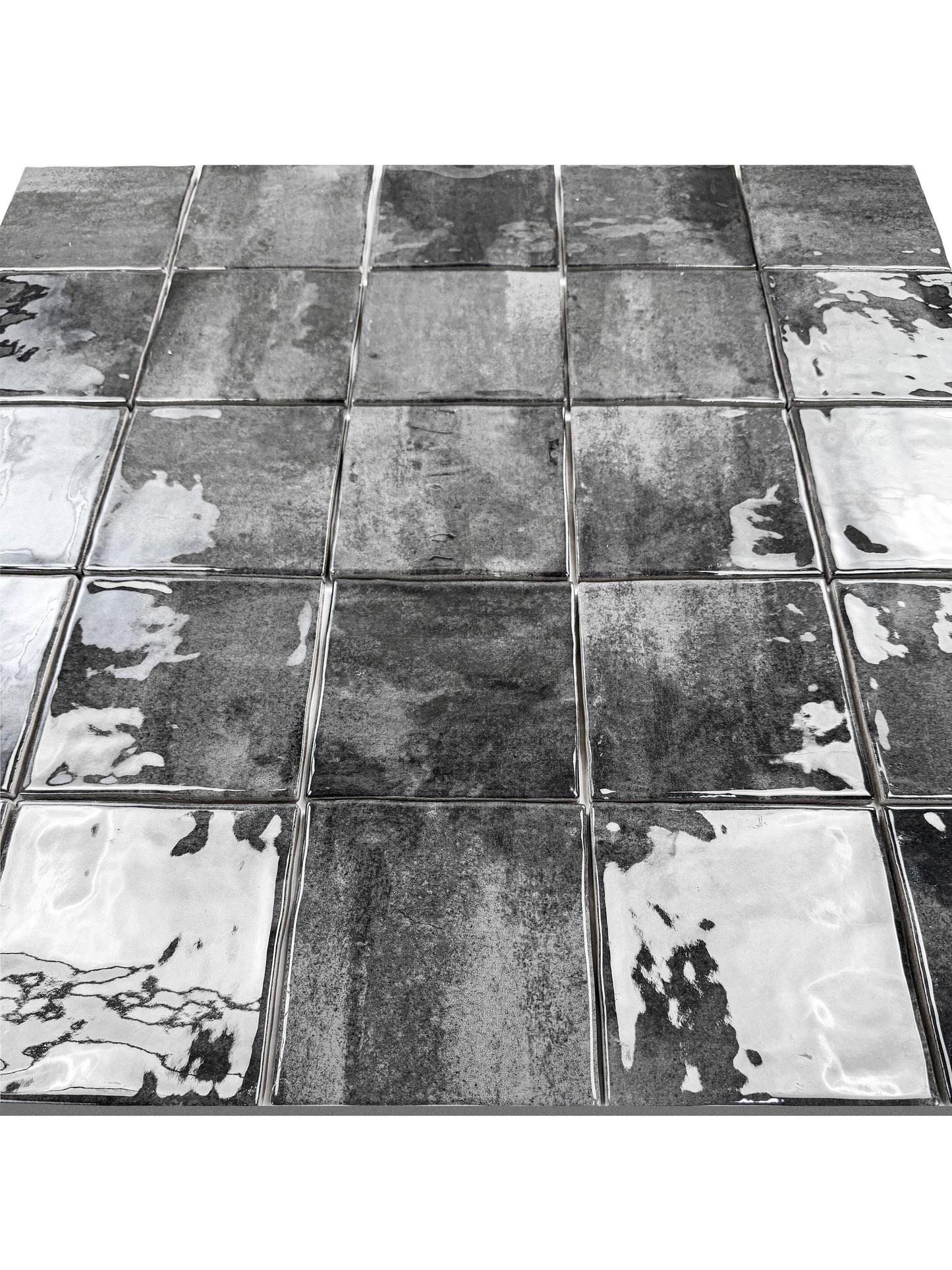 Milan Chromatic Series Ink Black Squre Glossy Porcelain Artisanal Tile