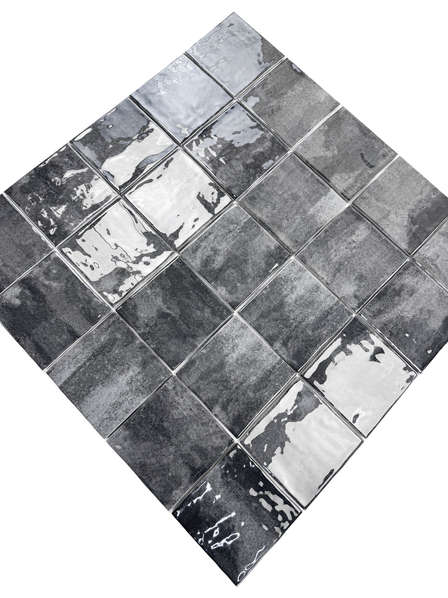 Milan Chromatic Series Ink Black Squre Glossy Porcelain Artisanal Tile