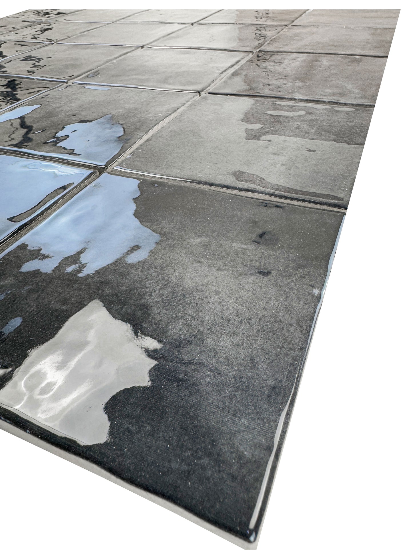 Milan Chromatic Series Ink Black Squre Glossy Porcelain Artisanal Tile