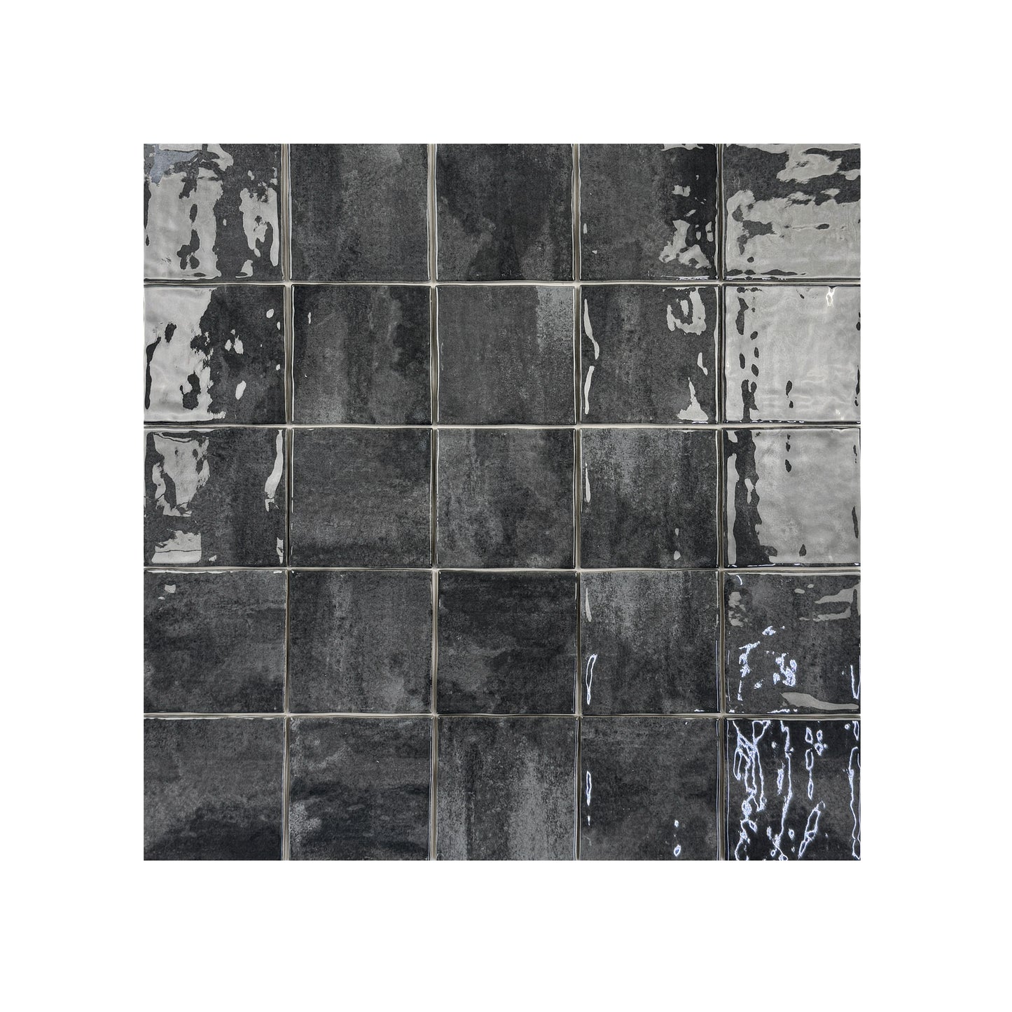 Milan Chromatic Series Ink Black Squre Glossy Porcelain Artisanal Tile