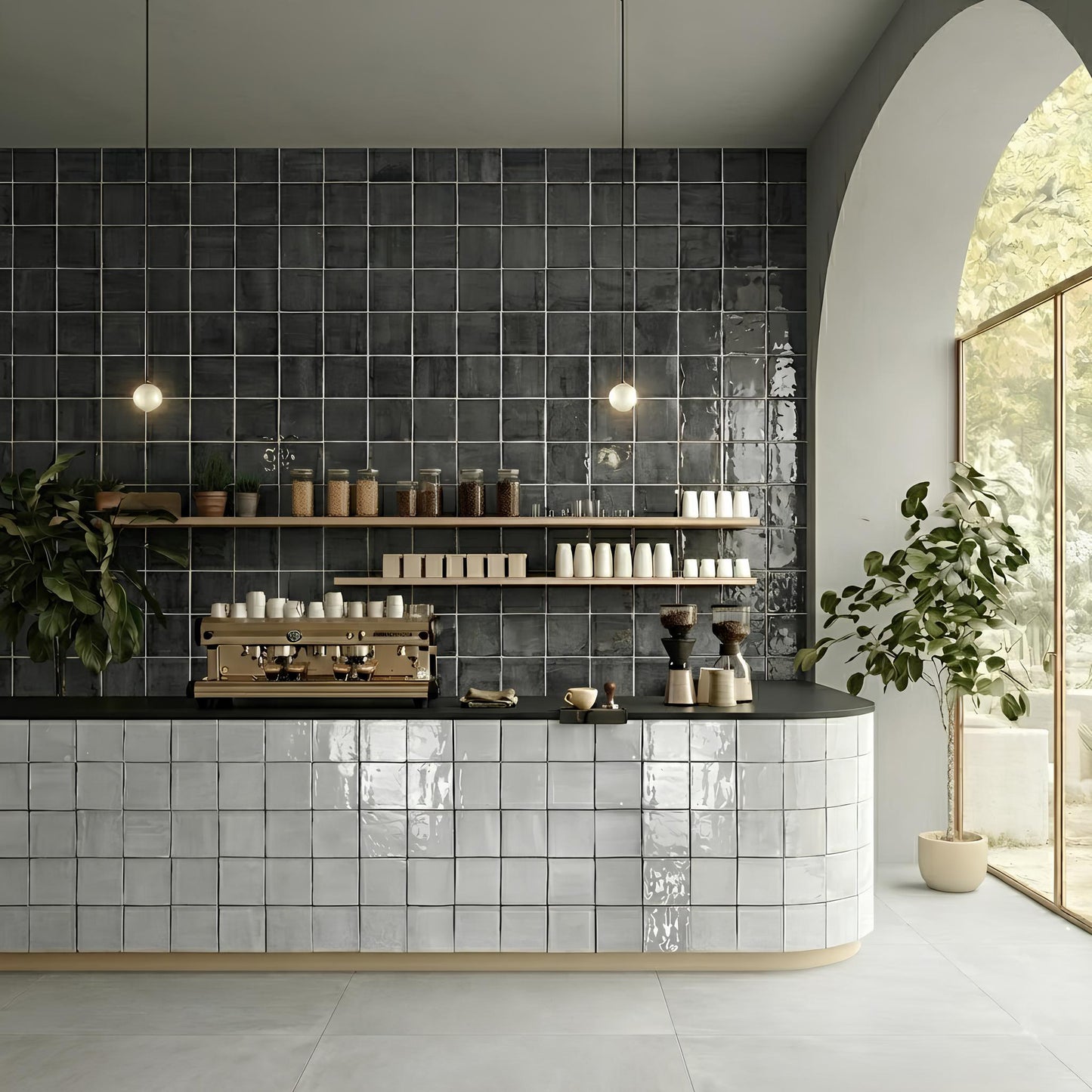 Milan Chromatic Series Ink Black Squre Glossy Porcelain Artisanal Tile