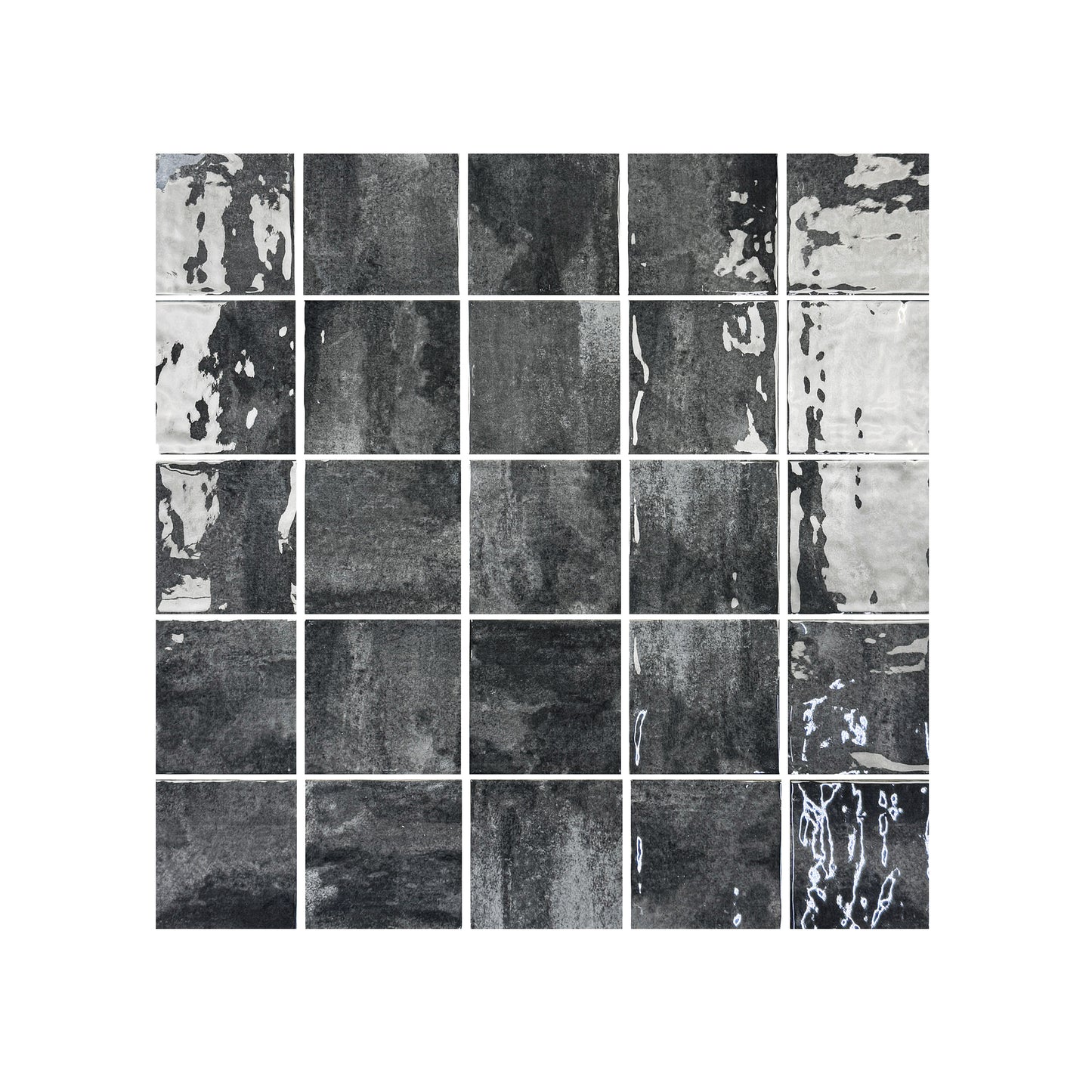 Milan Chromatic Series Ink Black Squre Glossy Porcelain Artisanal Tile