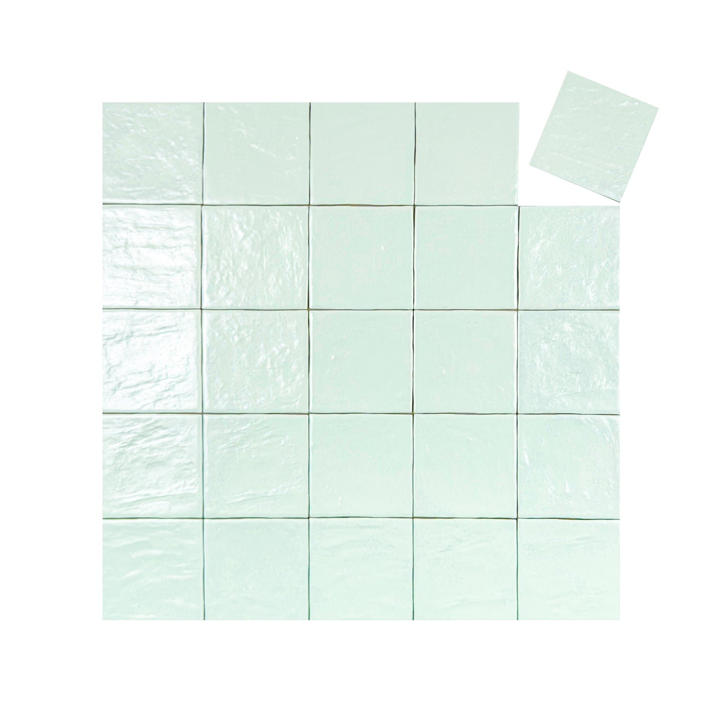 Pearl Luxe Series Mint Green Semimatte Perlescent Ceramic Artisanal Tile