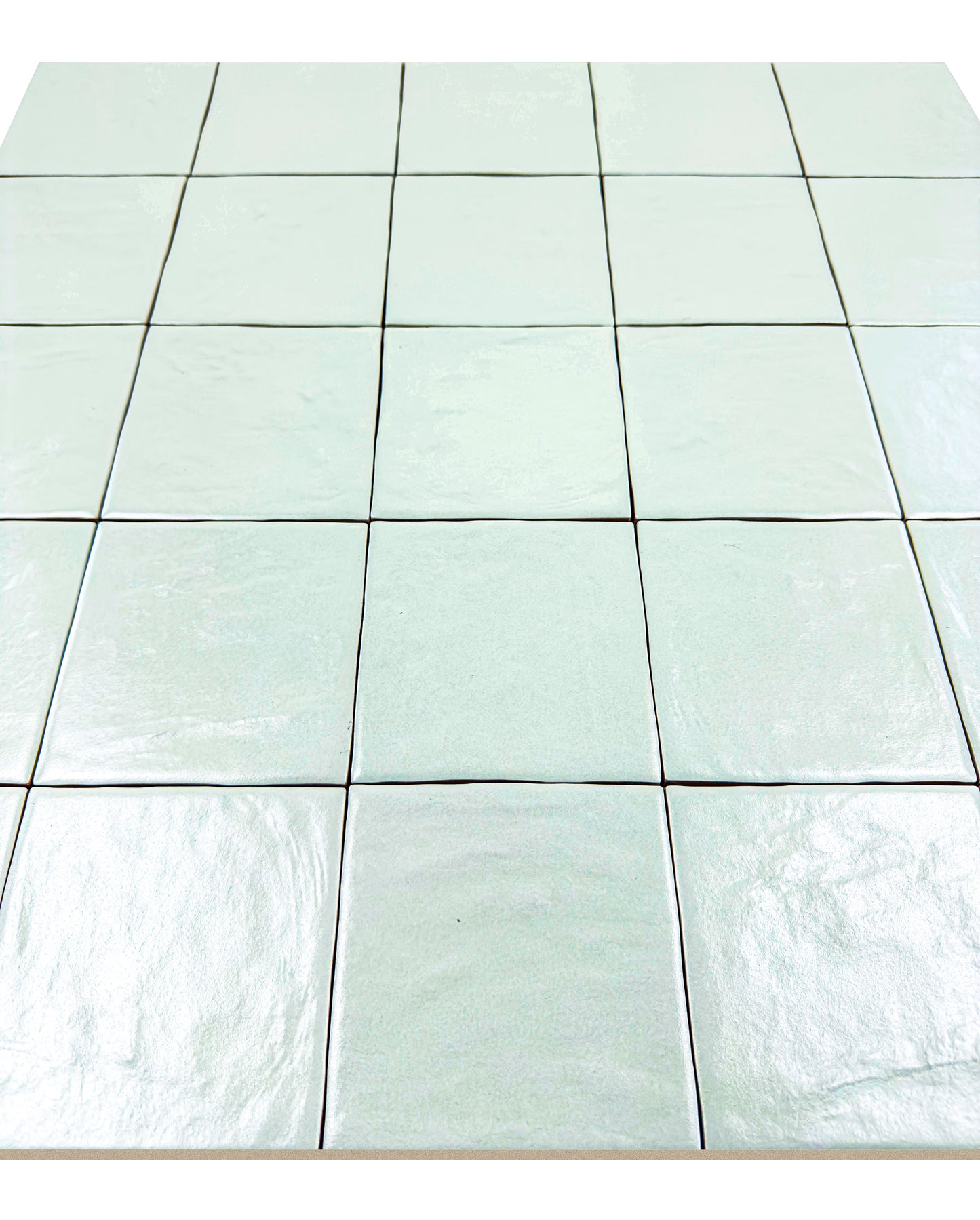 Pearl Luxe Series Mint Green Semimatte Perlescent Ceramic Artisanal Tile