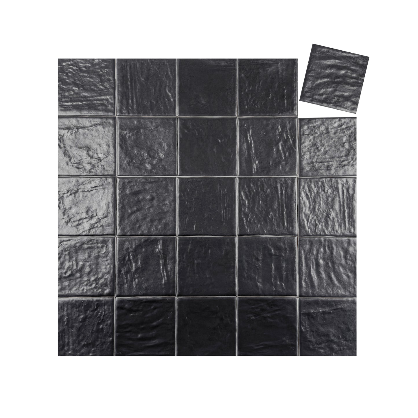 Pearl Luxe Series Ink Black Semimatte Perlescent Ceramic Artisanal Tile