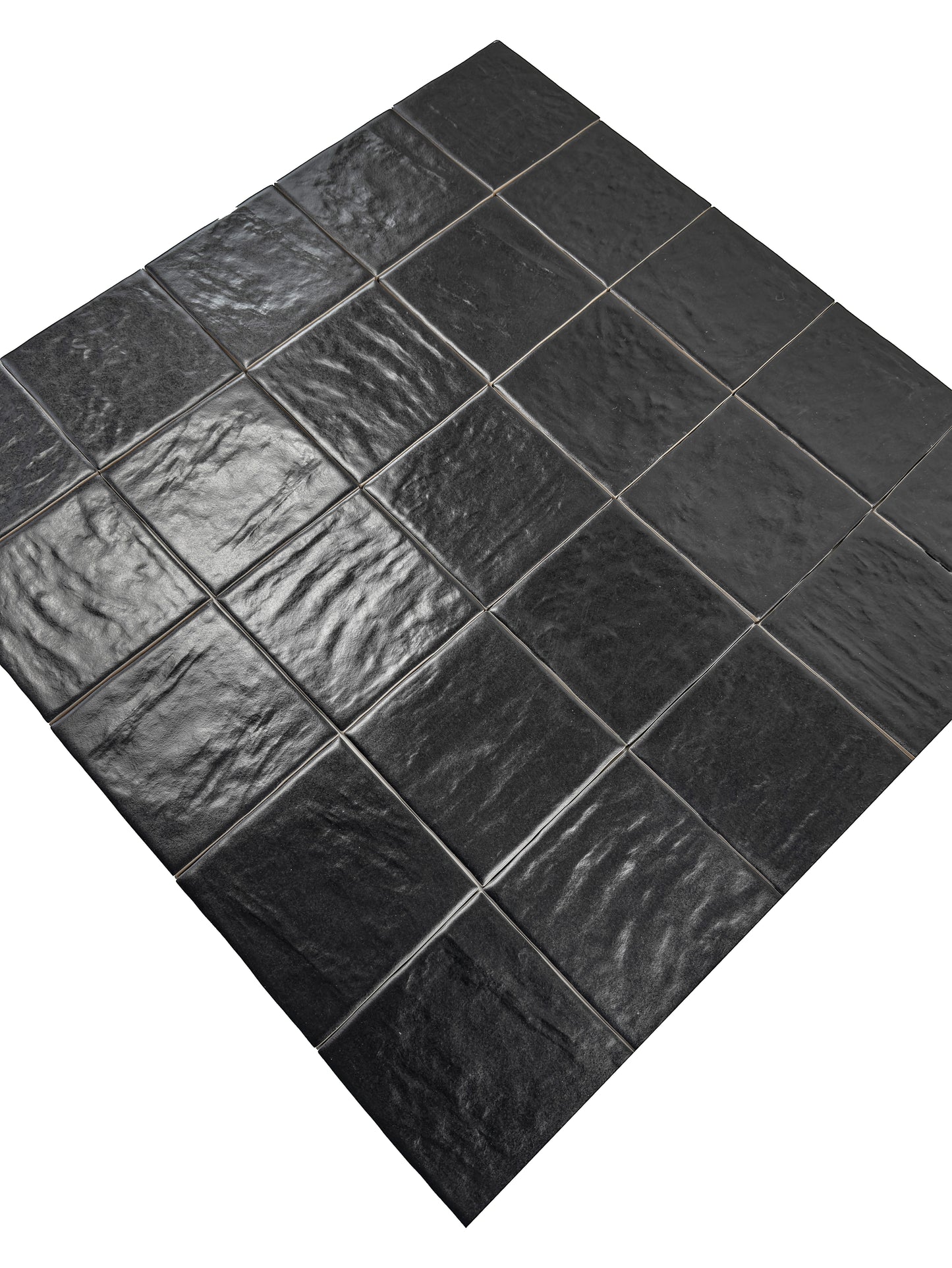 Pearl Luxe Series Ink Black Semimatte Perlescent Ceramic Artisanal Tile