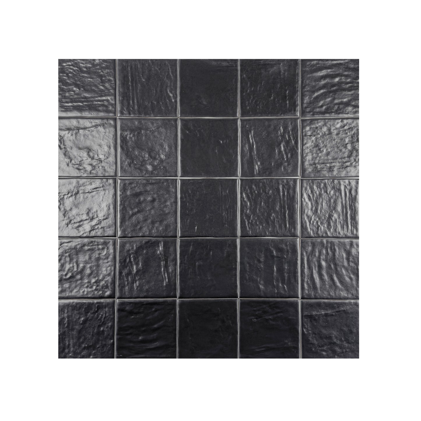 Pearl Luxe Series Ink Black Semimatte Perlescent Ceramic Artisanal Tile