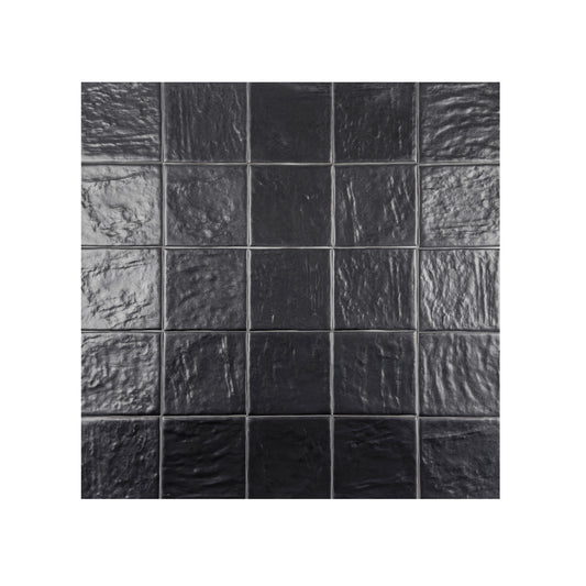 Pearl Luxe Series Ink Black Semimatte Perlescent Ceramic Artisanal Tile