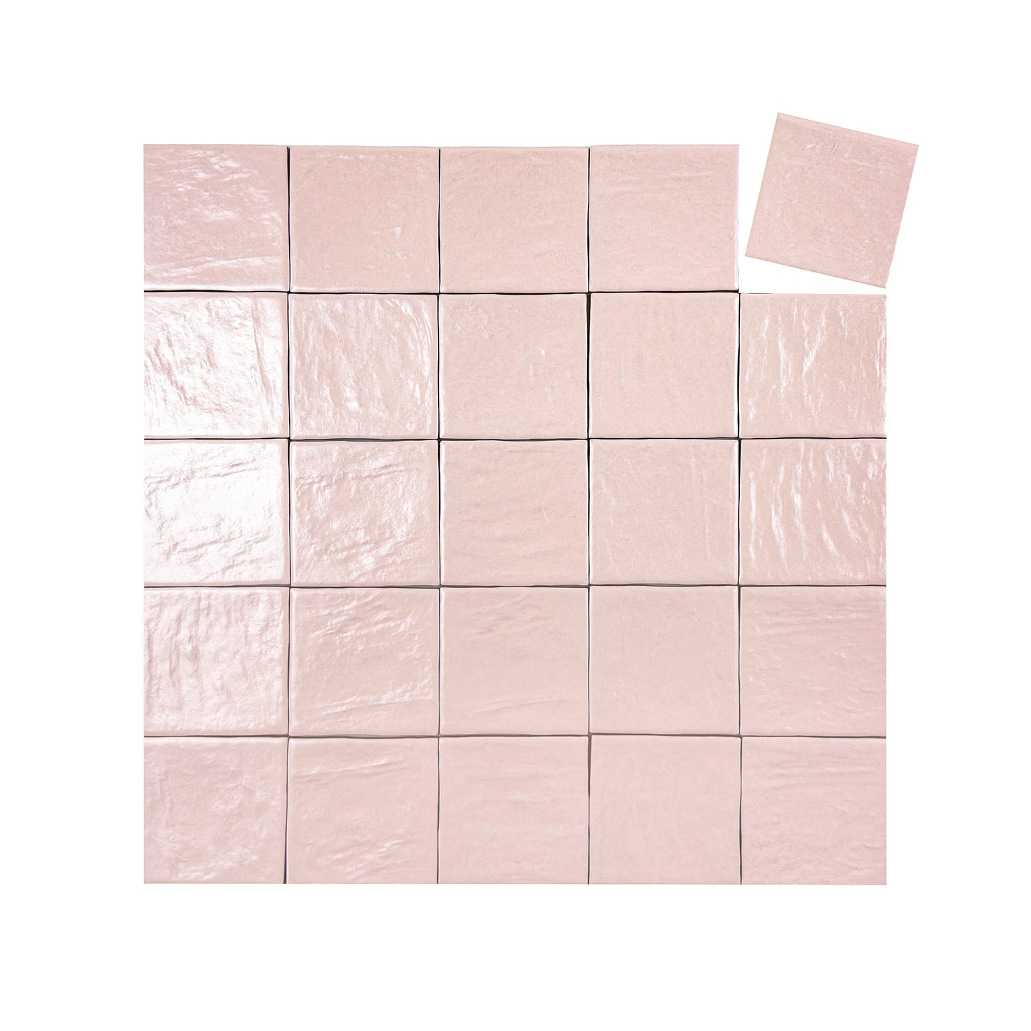 Pearl Luxe Series Baby Pink Semimatte Perlescent Ceramic Artisanal Tile