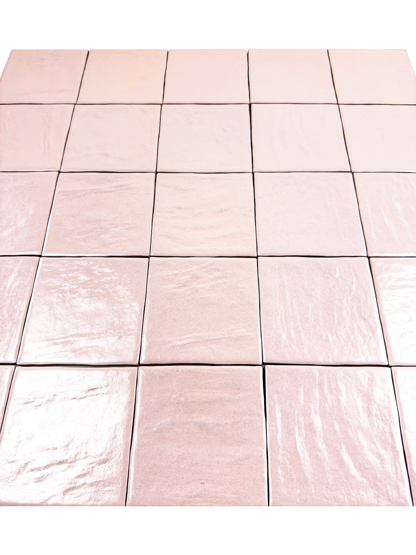 Pearl Luxe Series Baby Pink Semimatte Perlescent Ceramic Artisanal Tile