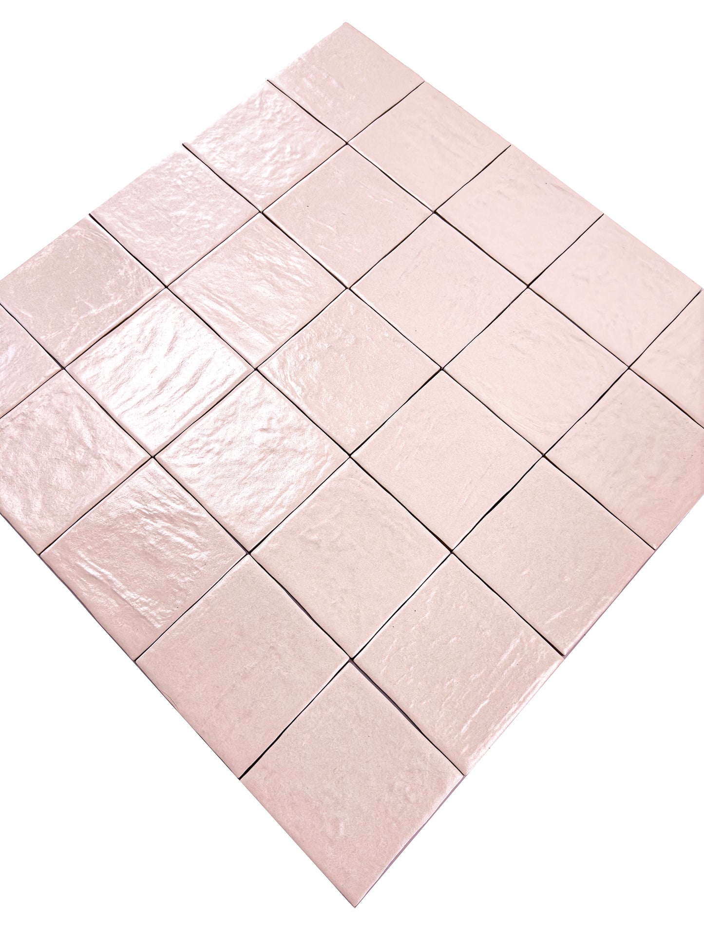 Pearl Luxe Series Baby Pink Semimatte Perlescent Ceramic Artisanal Tile