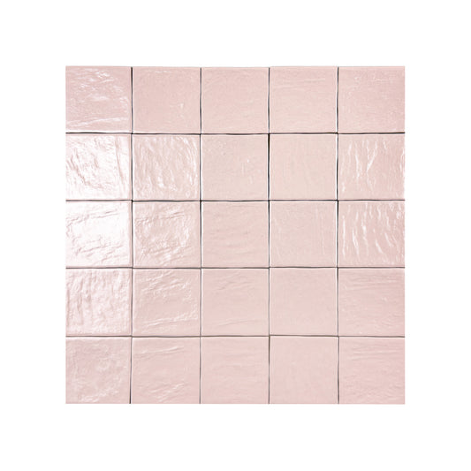 Pearl Luxe Series Baby Pink Semimatte Perlescent Ceramic Artisanal Tile