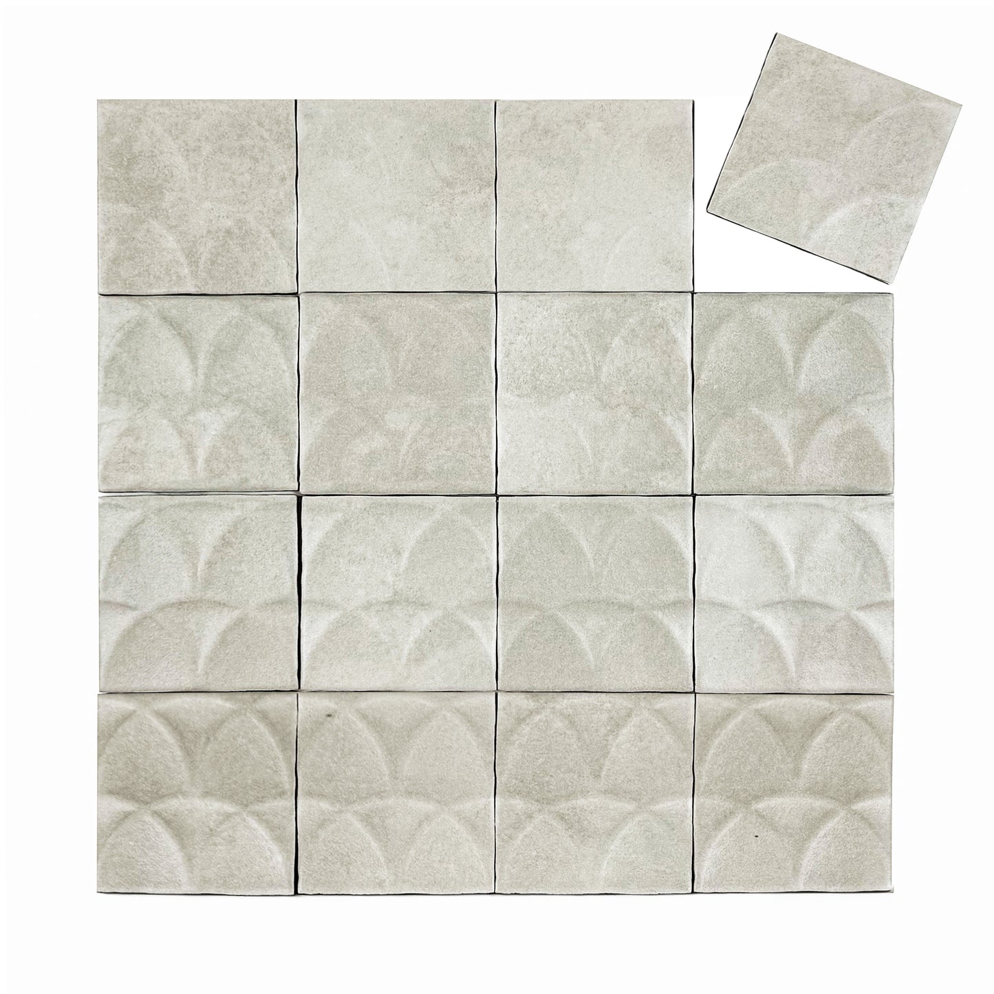 Artisan Essence Textured Smoke White Matte Porcelain Artisanal Tile