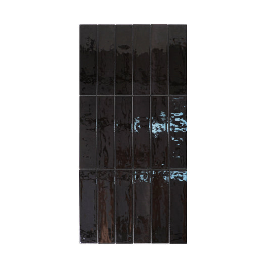 Pitch Black Glossy Porcelain Atisanal Tile