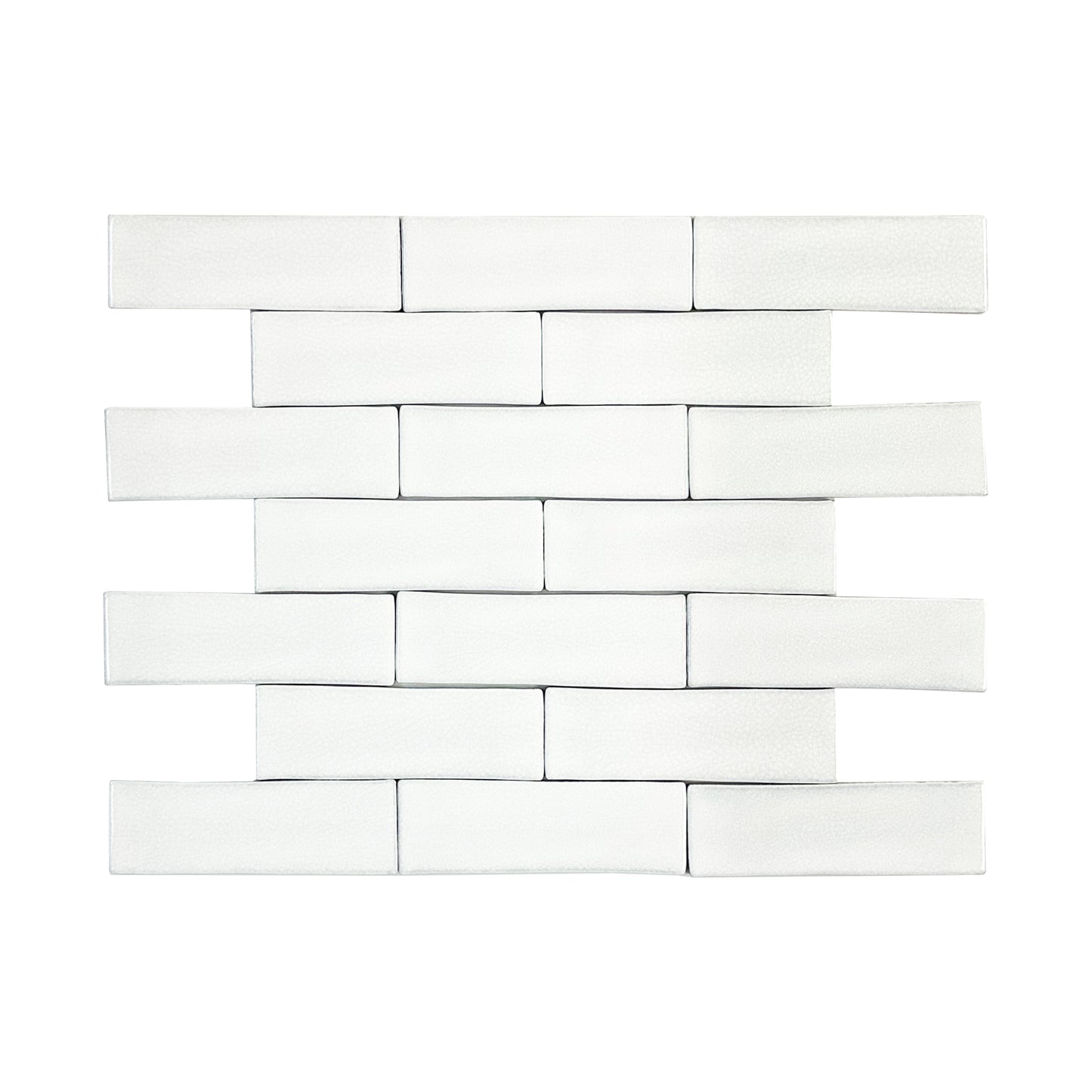 Cream White Glossy Crackle Porcelain Artisanal Tile