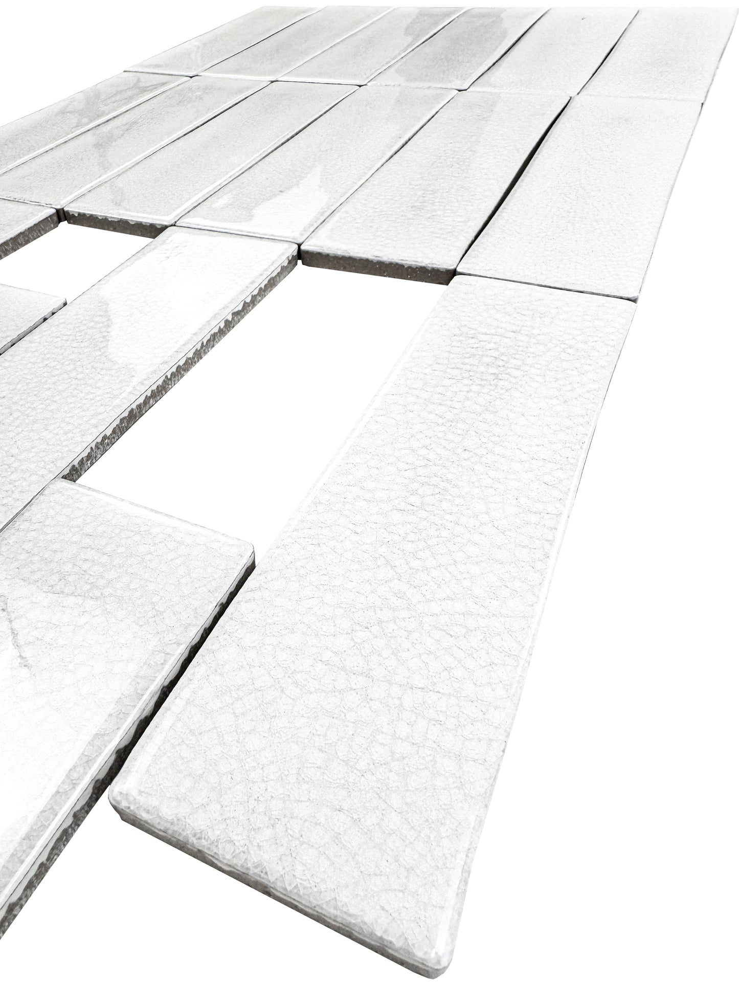 Cream White Glossy Crackle Porcelain Artisanal Tile
