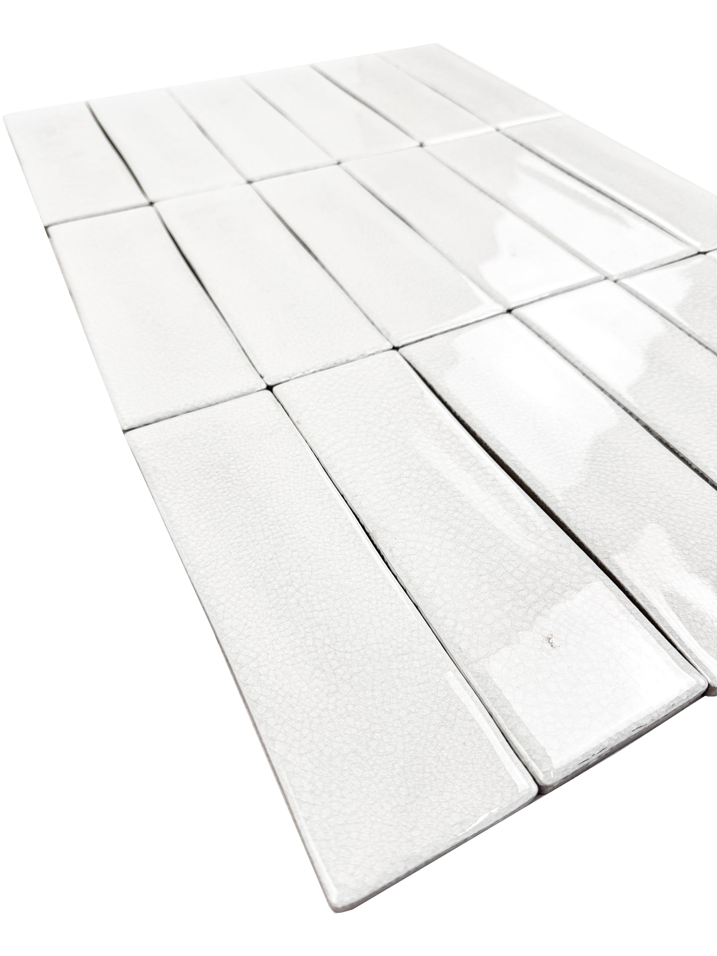 Cream White Glossy Crackle Porcelain Artisanal Tile