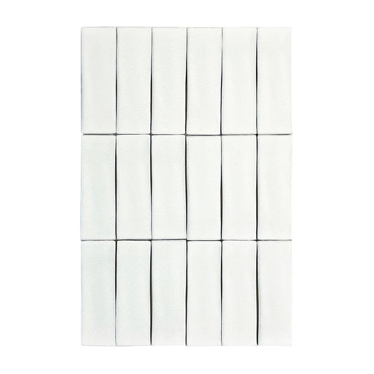 Cream White Glossy Crackle Porcelain Artisanal Tile