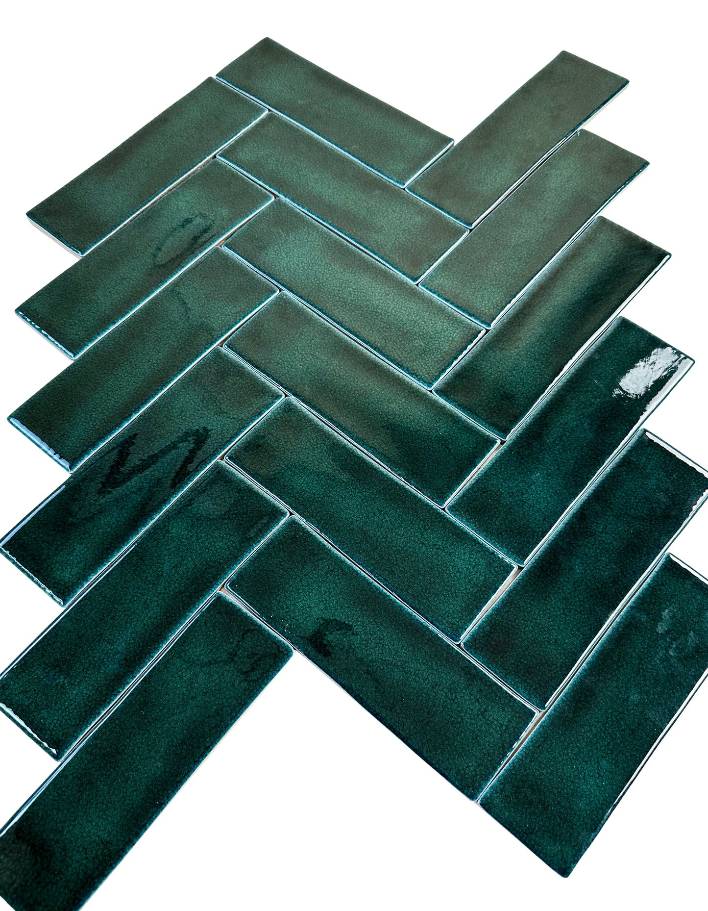 Peacock  Blue Glossy Crackle Porcelain Artisanal Tile
