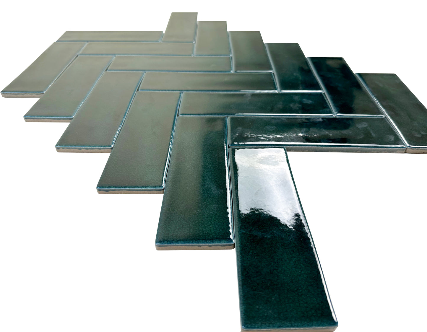 Peacock  Blue Glossy Crackle Porcelain Artisanal Tile