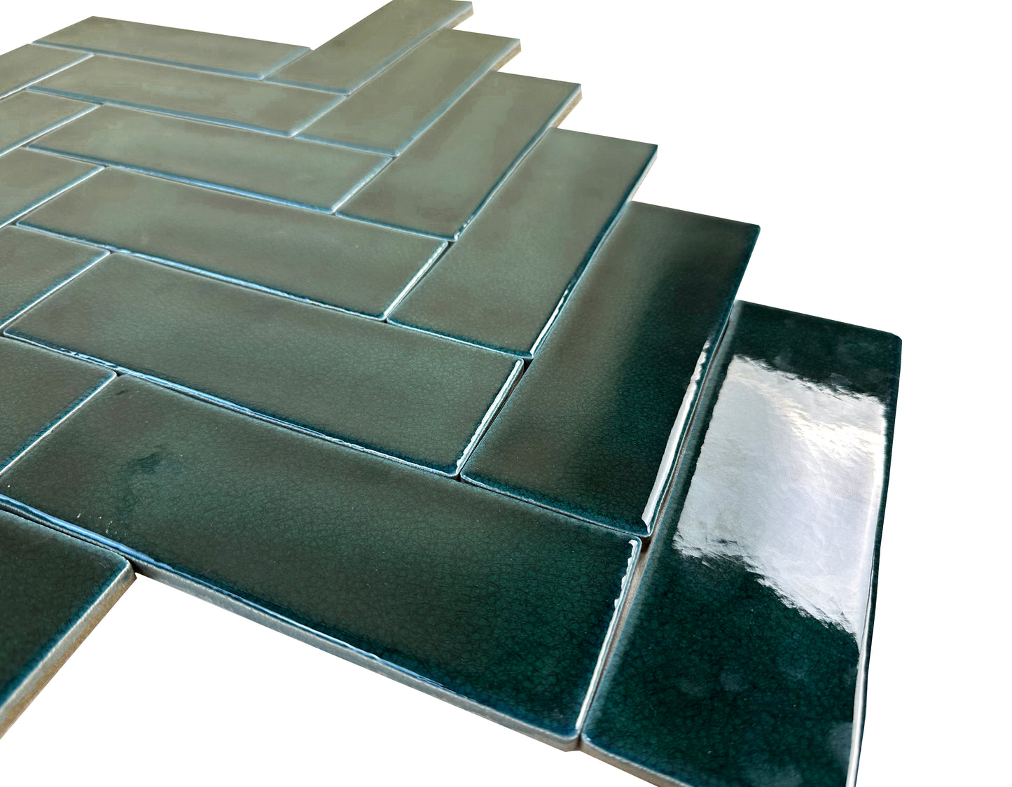 Peacock  Blue Glossy Crackle Porcelain Artisanal Tile