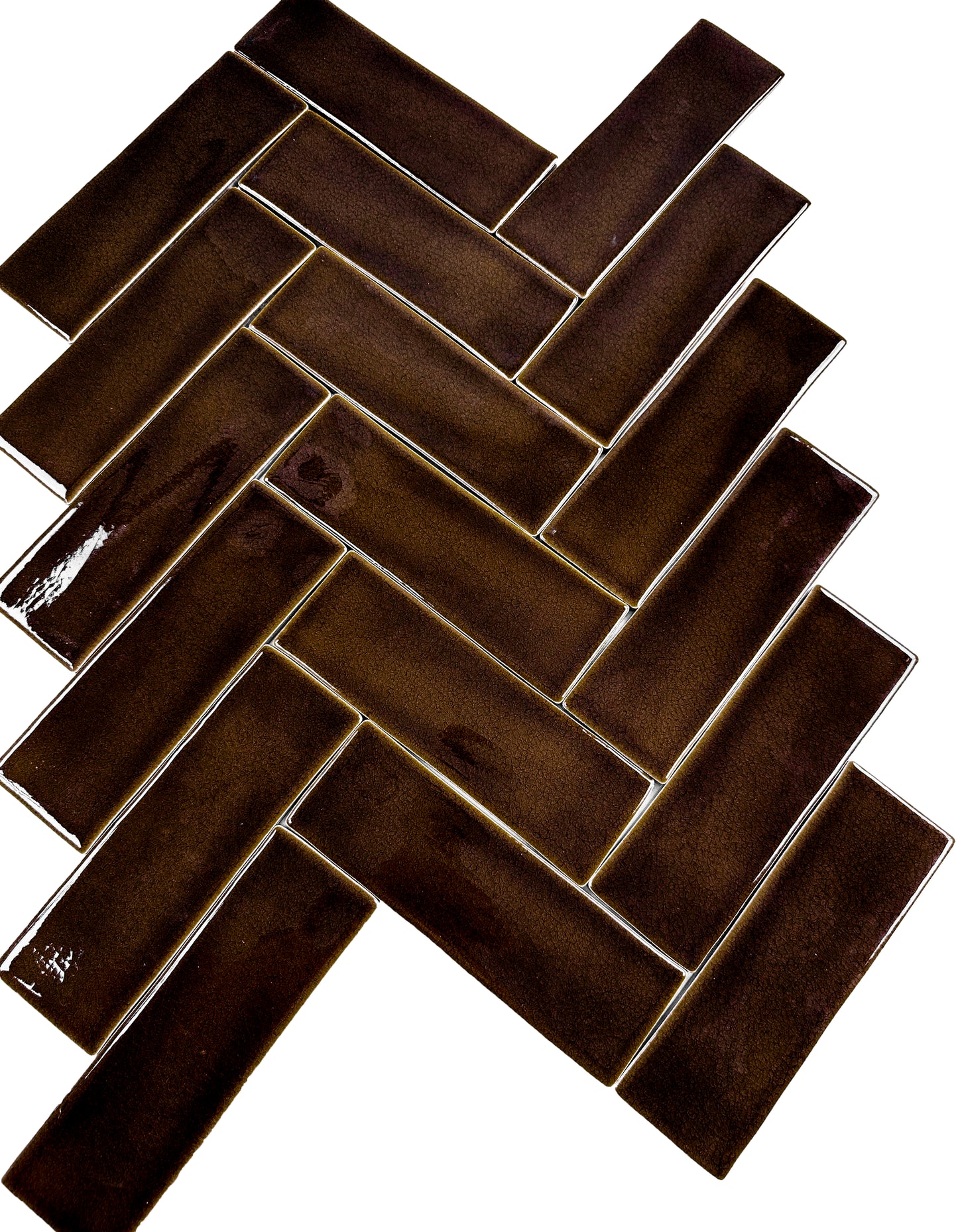 Dark Coffee Glossy Crackle Porcelain Artisanal Tile