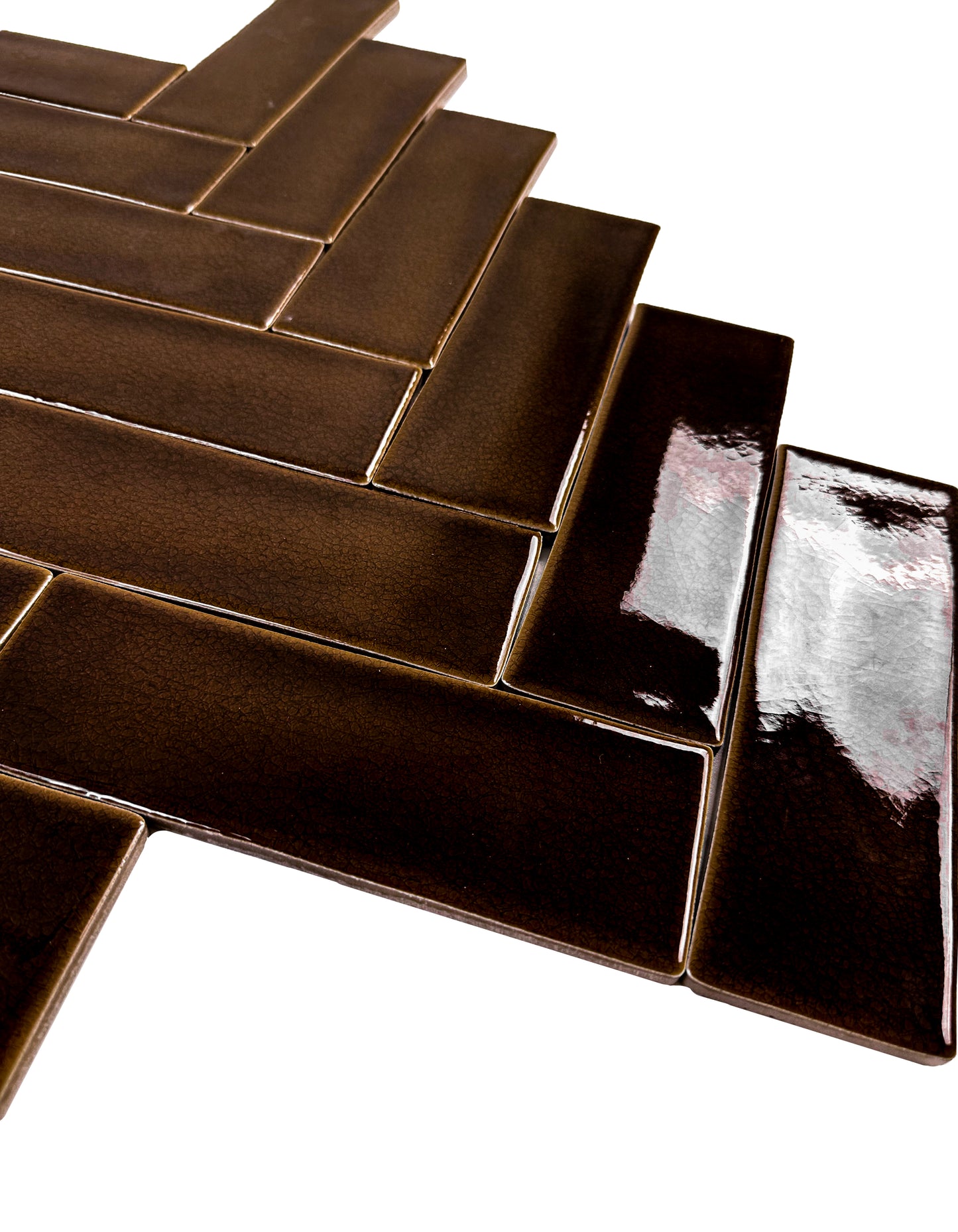 Dark Coffee Glossy Crackle Porcelain Artisanal Tile