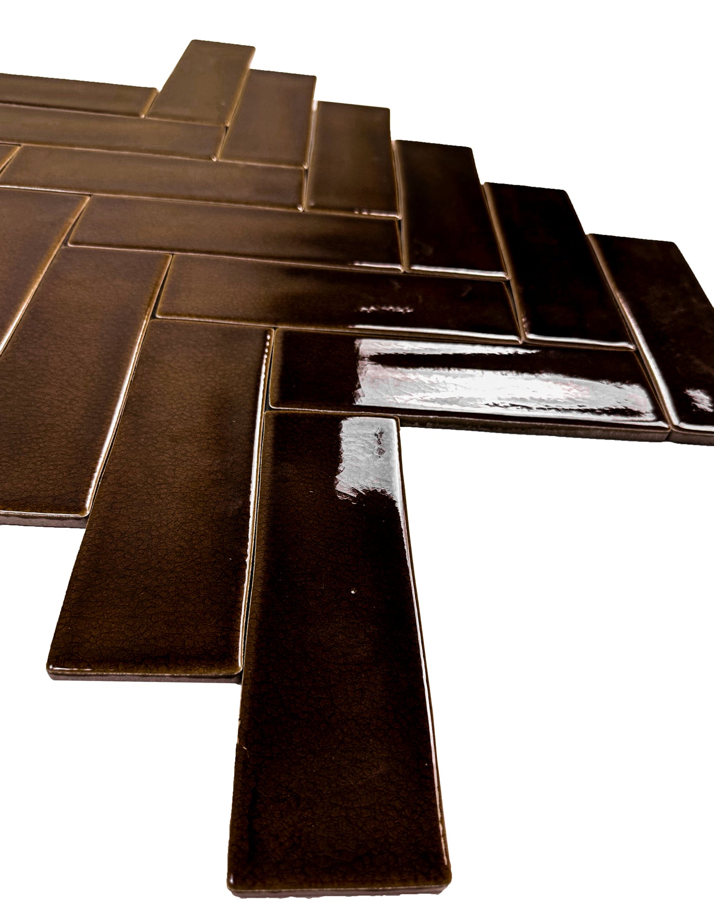 Dark Coffee Glossy Crackle Porcelain Artisanal Tile