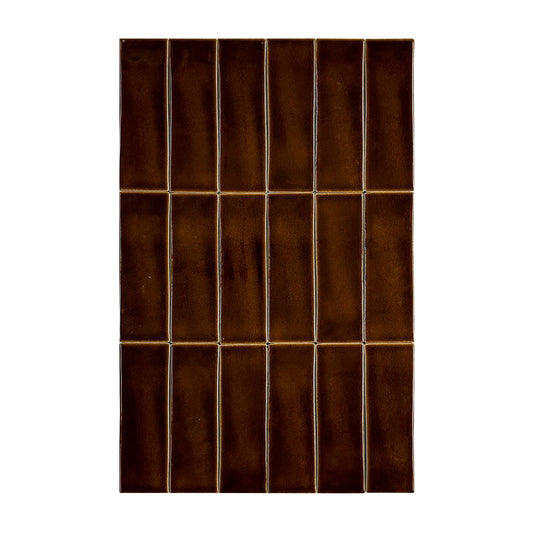 Dark Coffee Glossy Crackle Porcelain Artisanal Tile