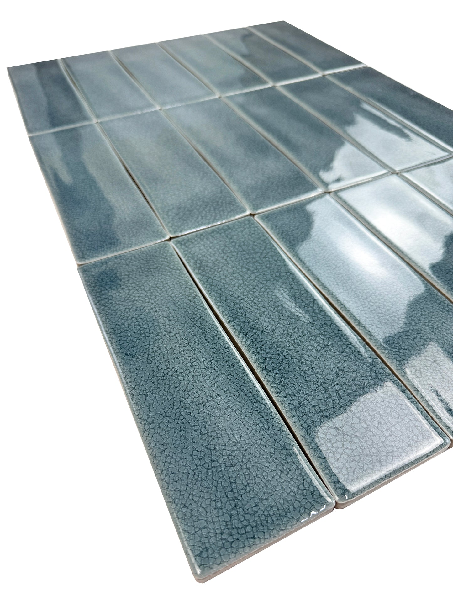 Grey Green Glossy Crackle Porcelain Artisanal Tile
