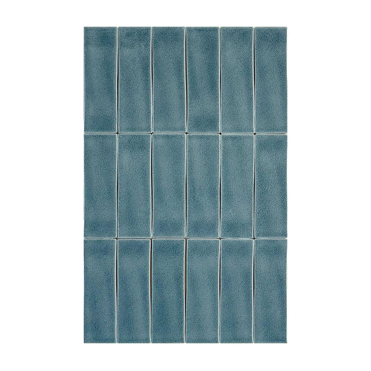 Grey Green Glossy Crackle Porcelain Artisanal Tile