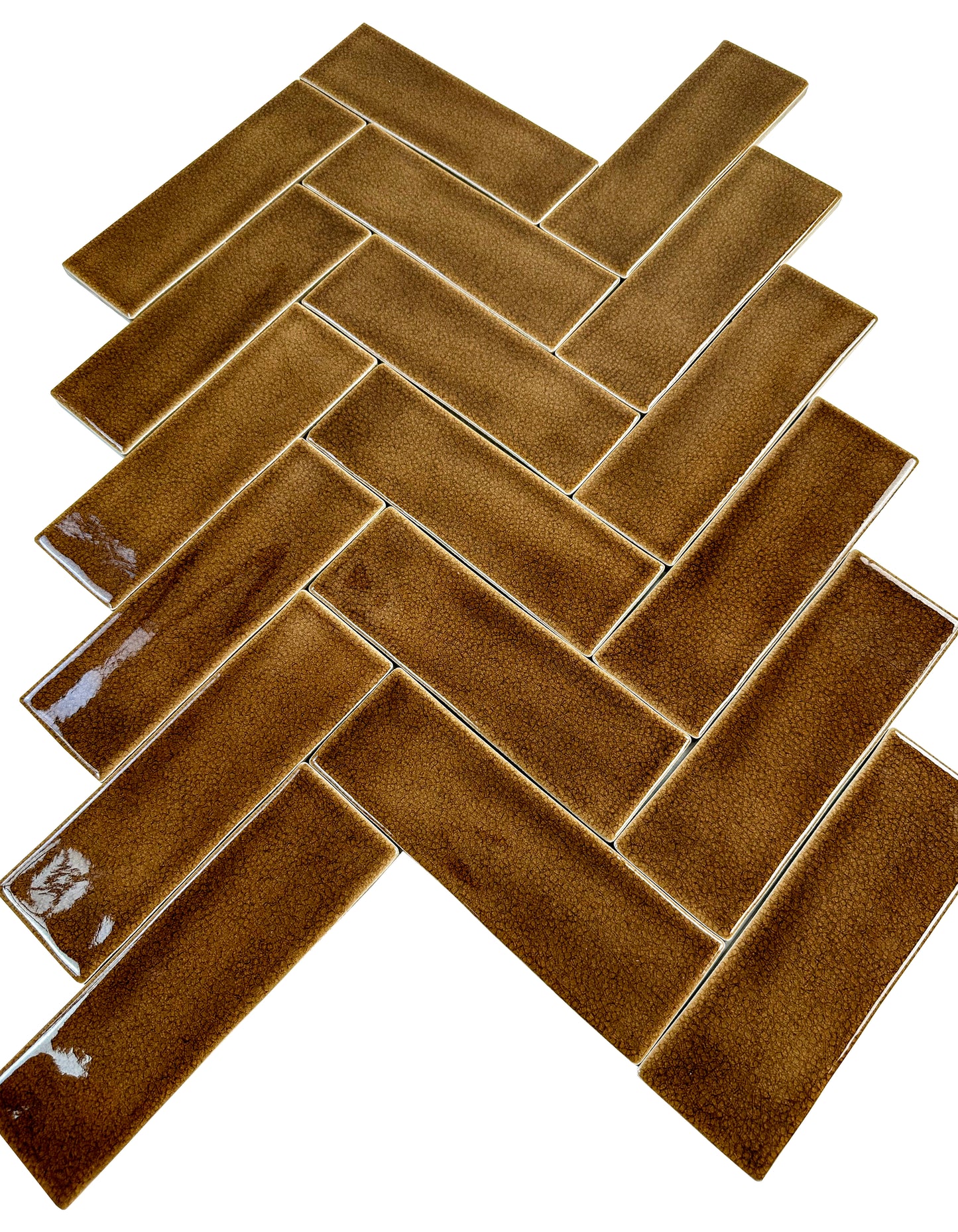 Medium Coffee Glossy Crackle Porcelain Artisanal Tile