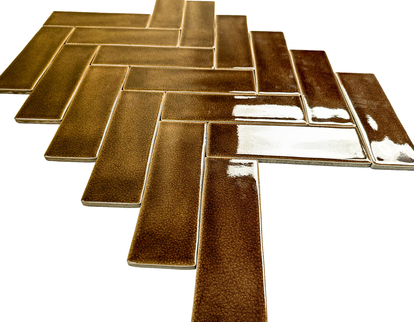 Medium Coffee Glossy Crackle Porcelain Artisanal Tile