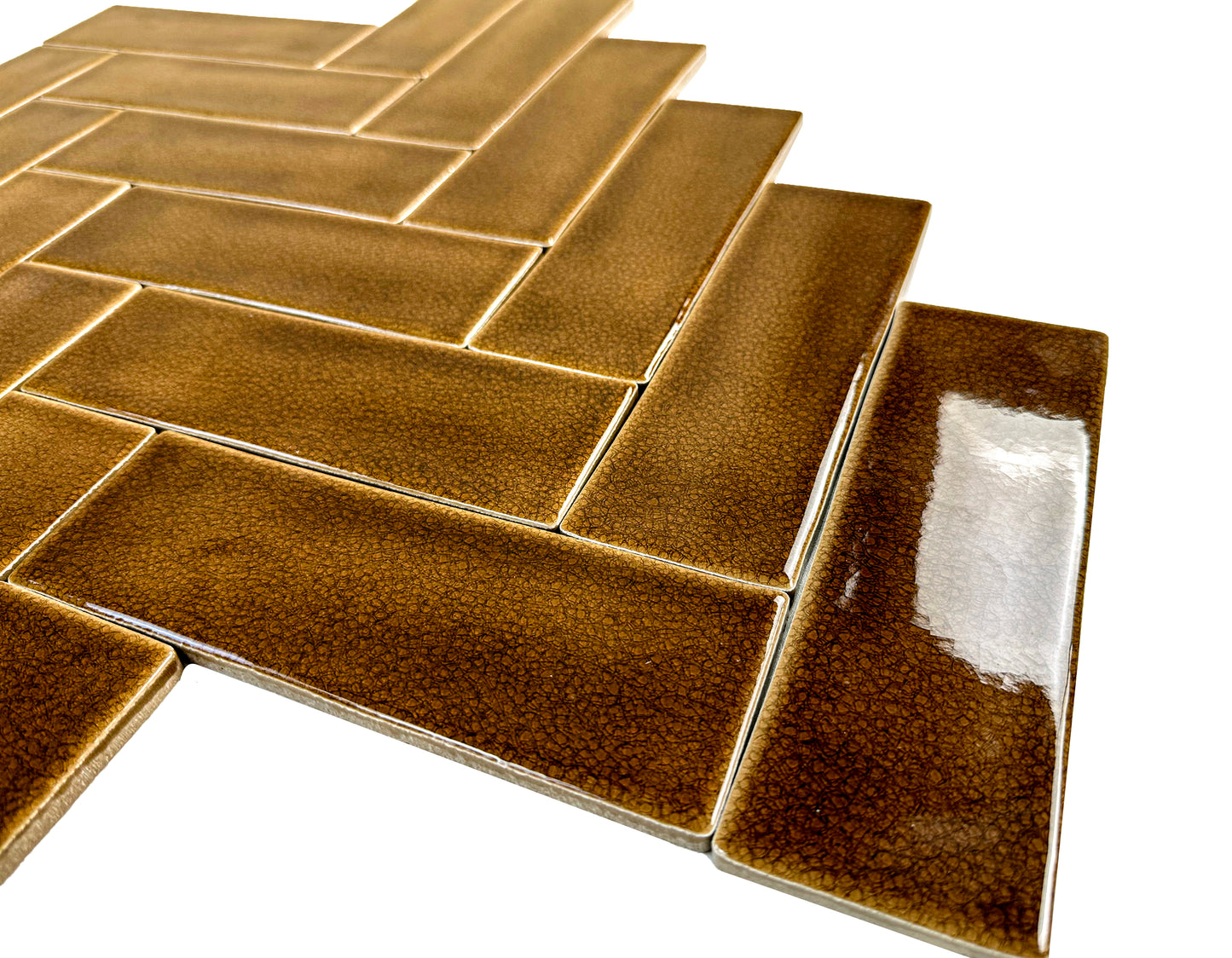 Medium Coffee Glossy Crackle Porcelain Artisanal Tile